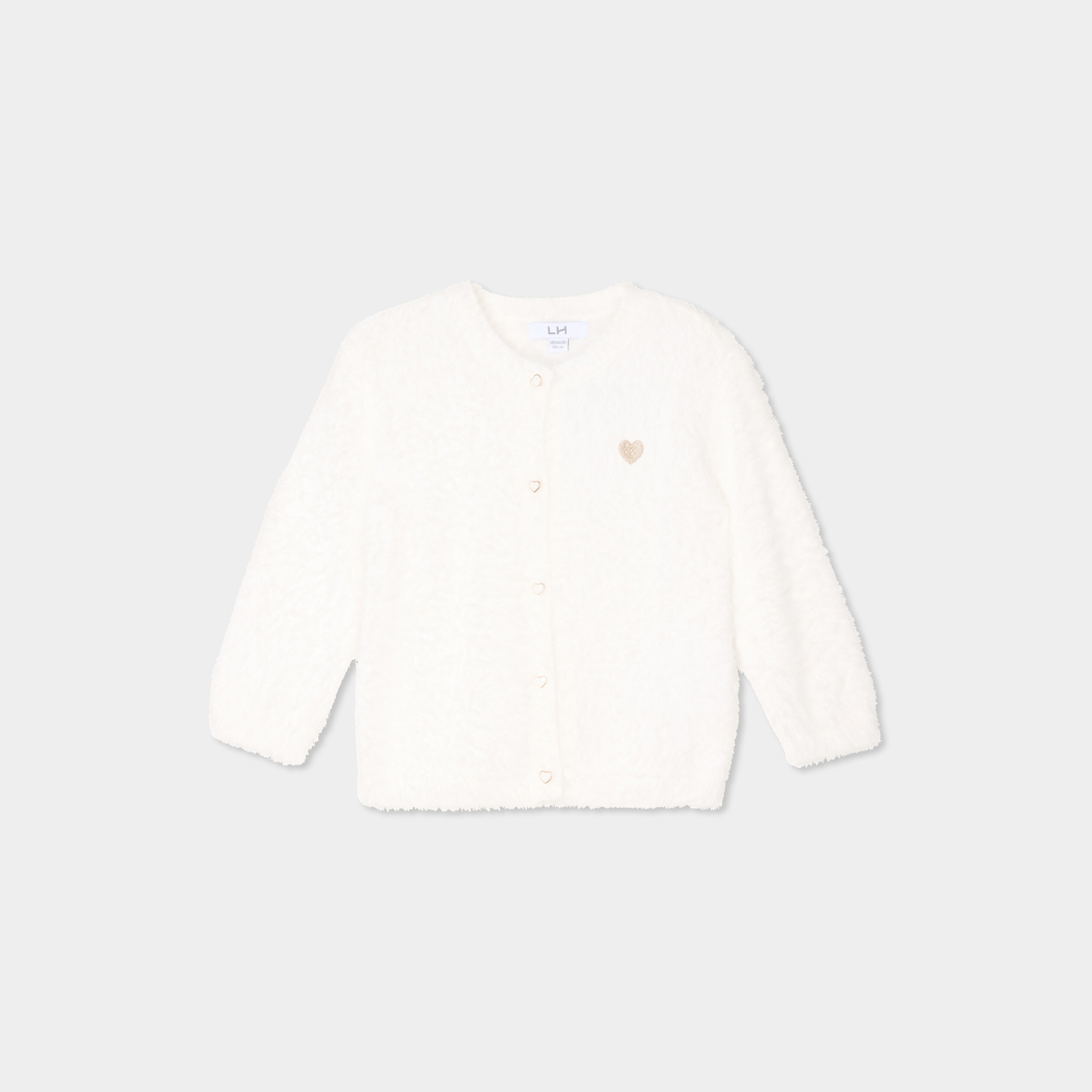 Gilet manches longues boutonn&eacute; blanc b&eacute;b&eacute; fille