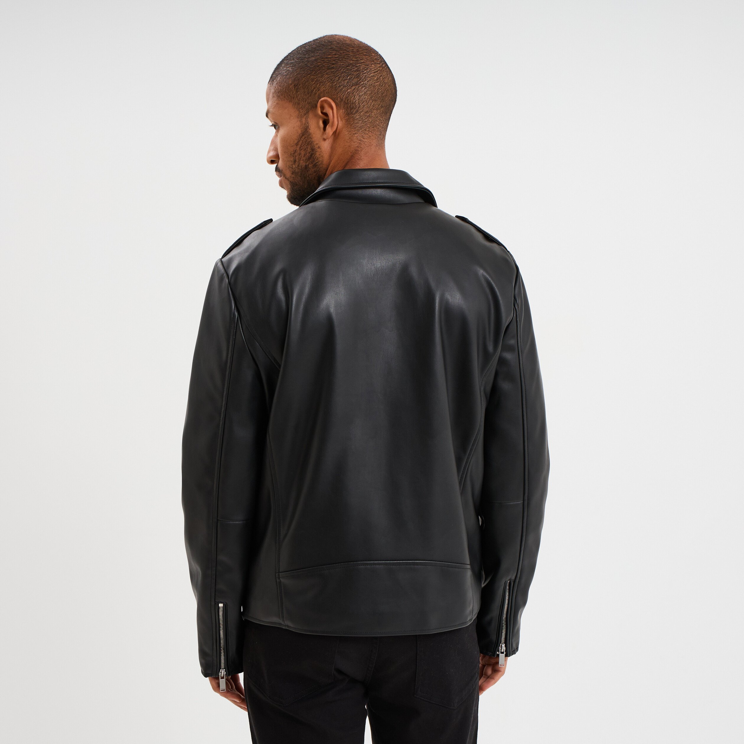 Veste biker simili cuir noir homme