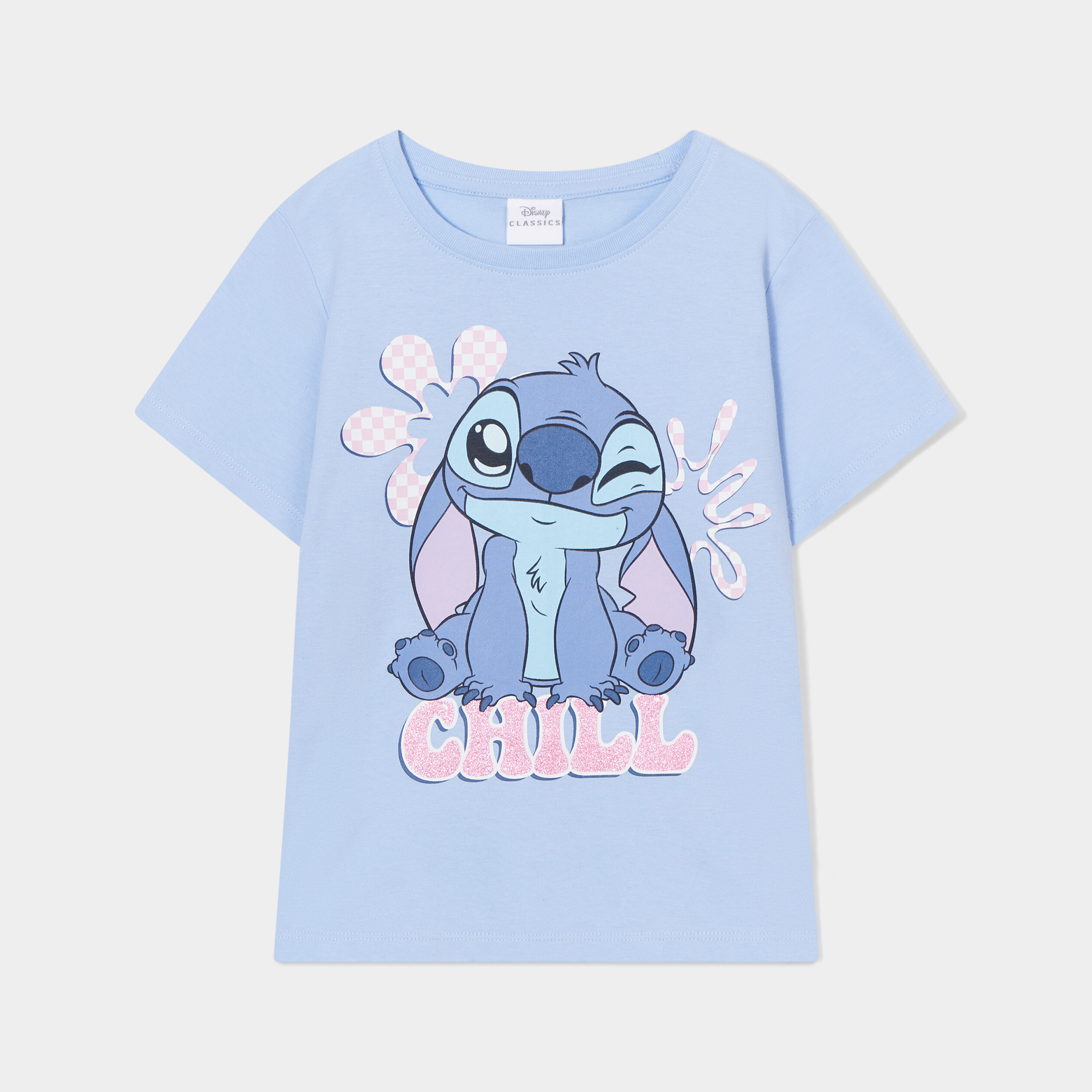 t shirt manches courtes coton stitch bleu fille T-shirt manches courtes coton Stitch bleu fille