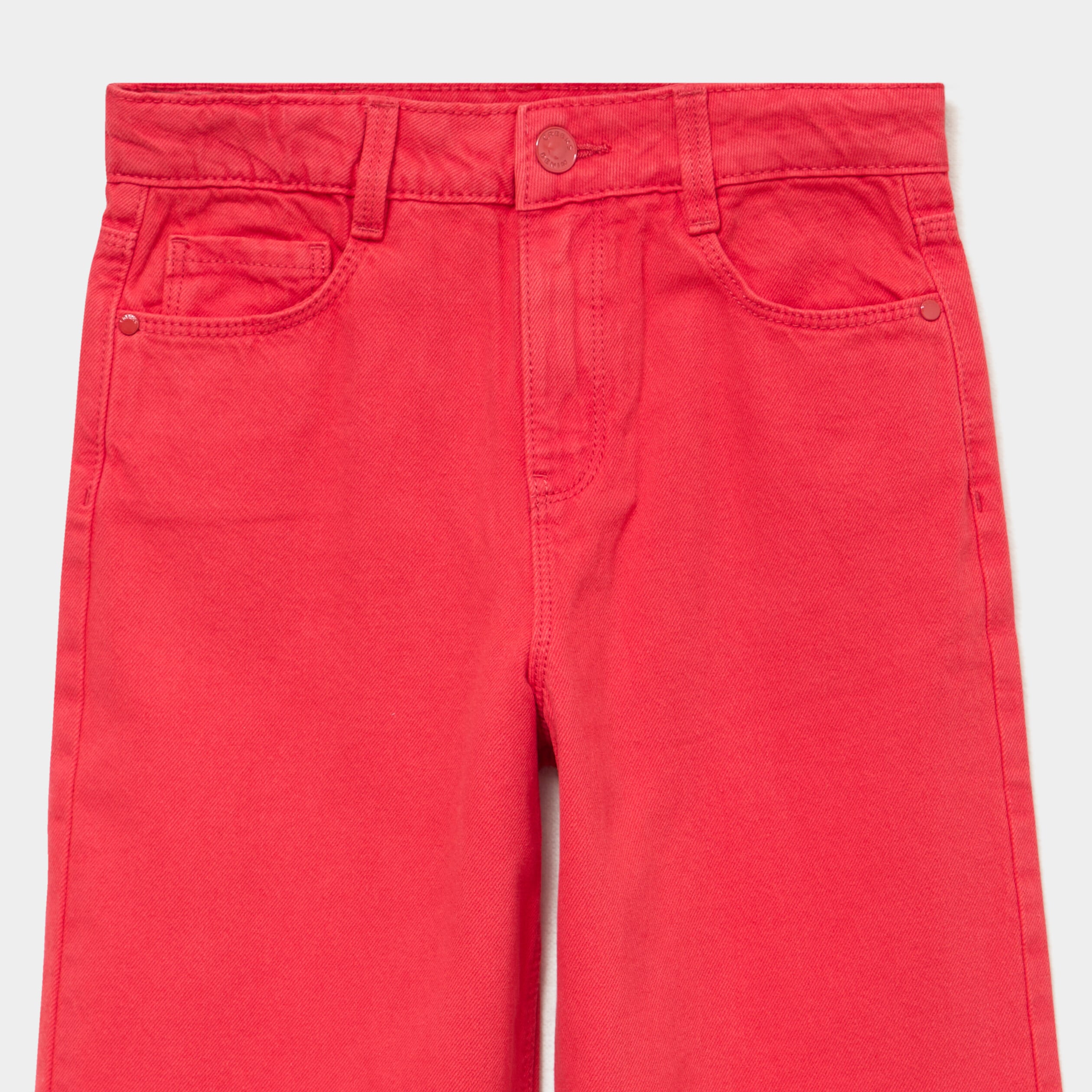Pantalon large 5 poches coton rouge fille