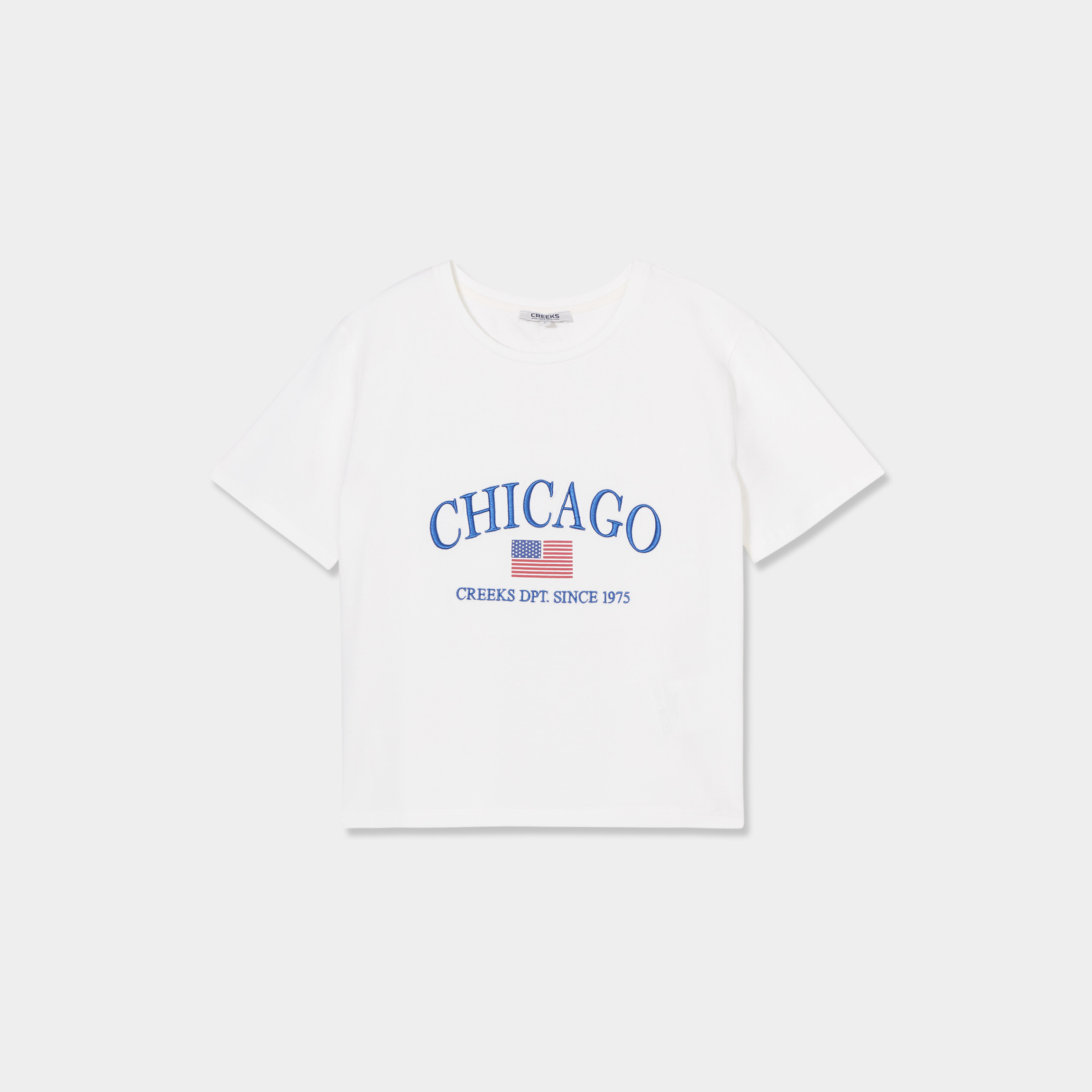 t shirt cropped ajuste broderie creeks blanc femme T-shirt cropped ajusté broderie Creeks blanc femme