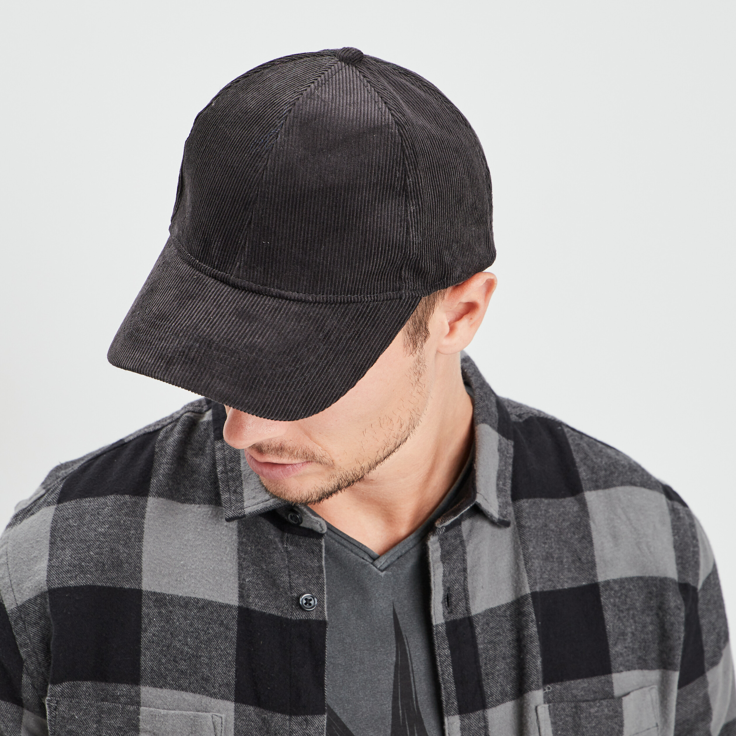 Casquette velours gris foncé homme