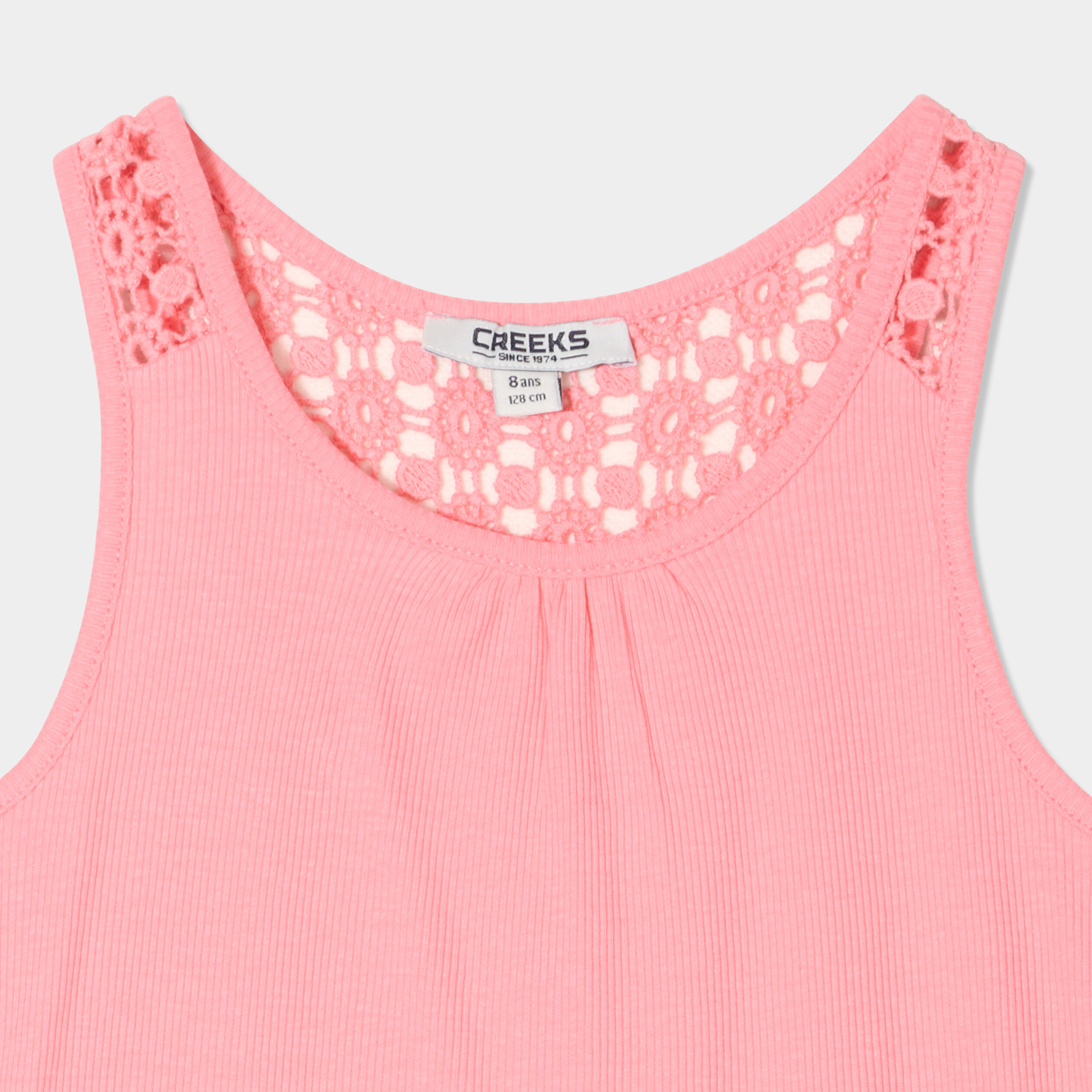 debardeur cotele dos macrame creeks rose fille Débardeur côtelé dos macramé Creeks rose fille