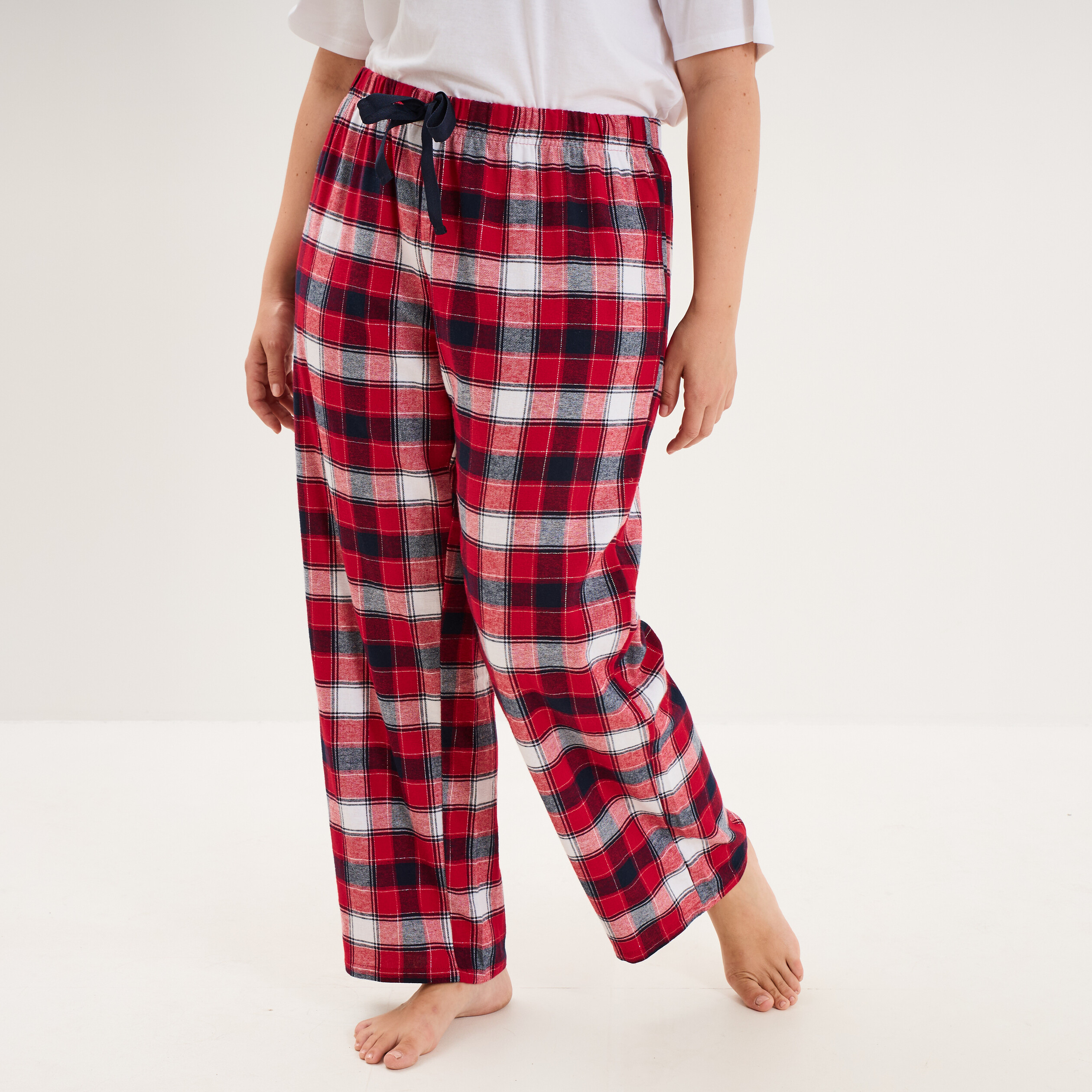 Pantalon de pyjama droit rouge femme grande taille