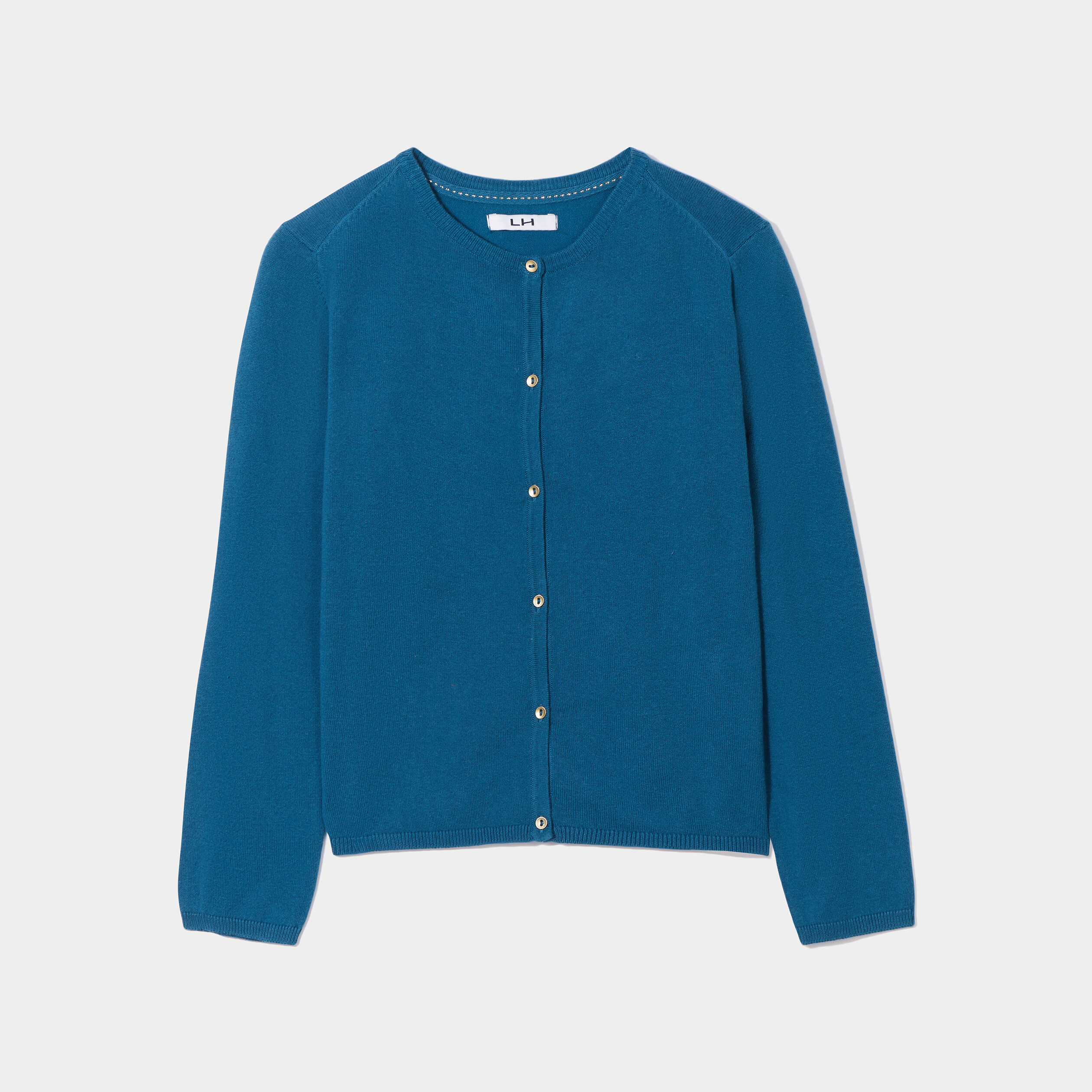Gilet boutonné bleu canard fille