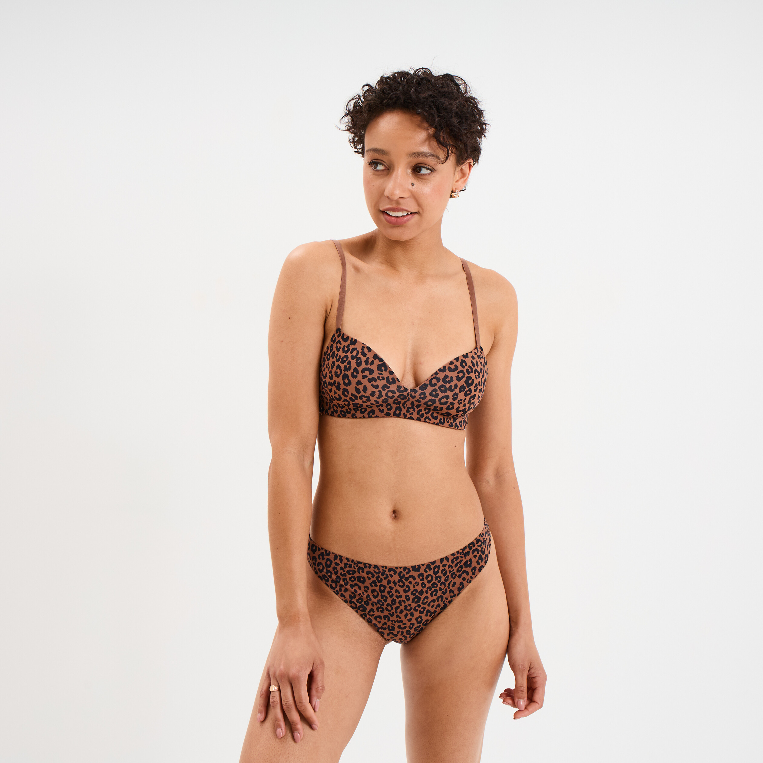Soutien-gorge push-up triangle marron femme