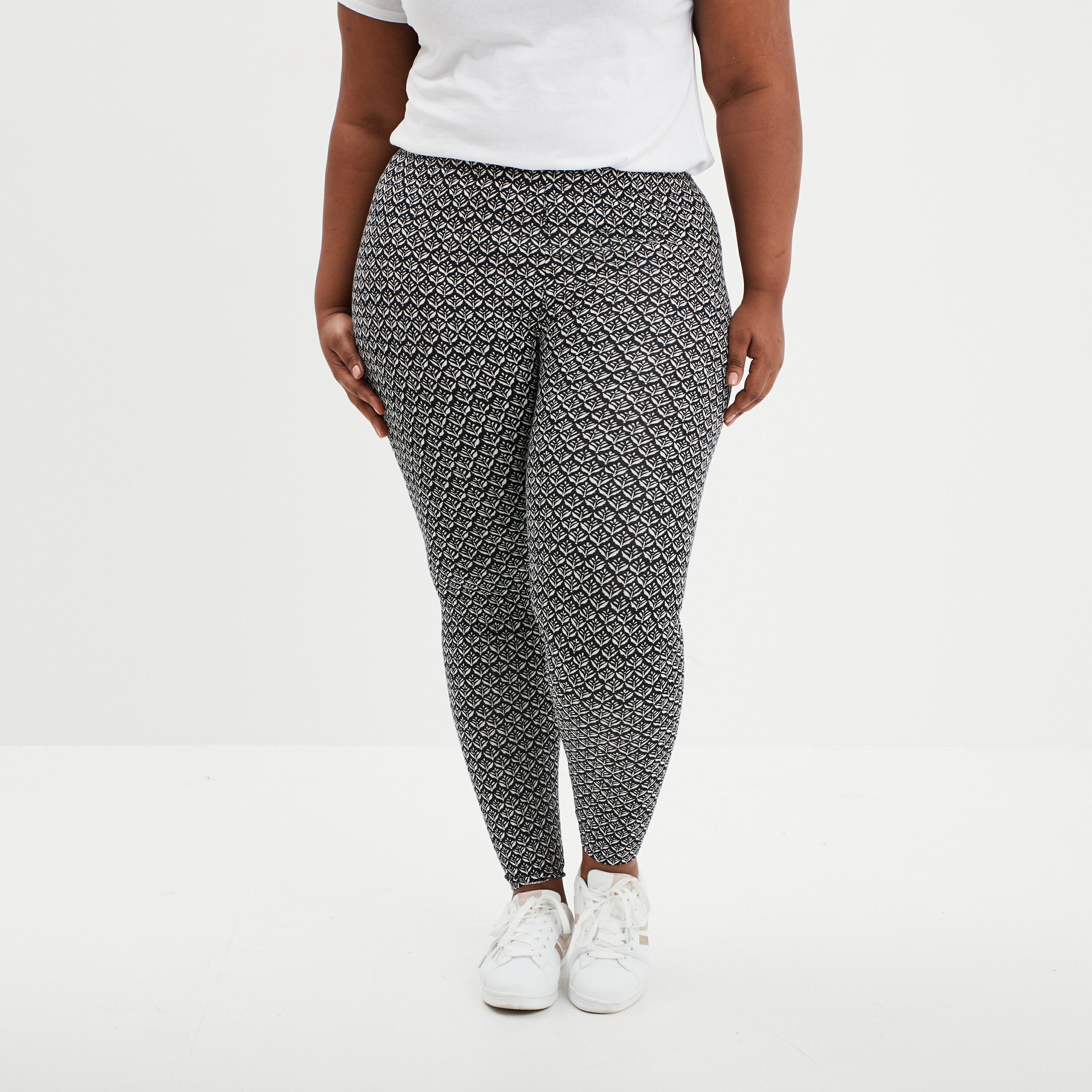 Legging en Coton et Spandex avec Panneau au Dessus du Ventre - Thyme