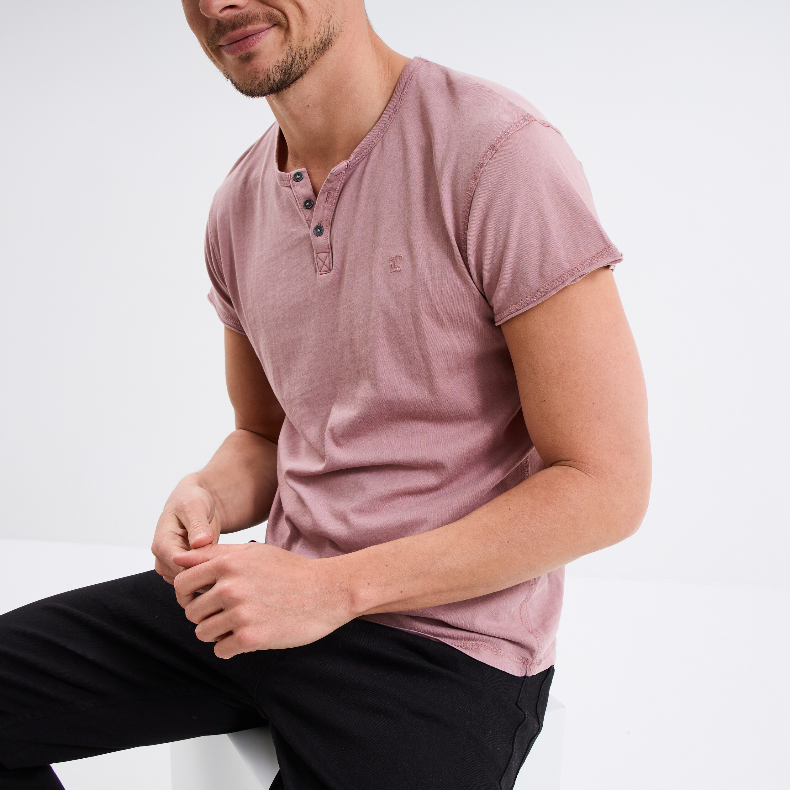 t shirt col tunisien manches courtes parme homme T-shirt col tunisien manches courtes parme homme