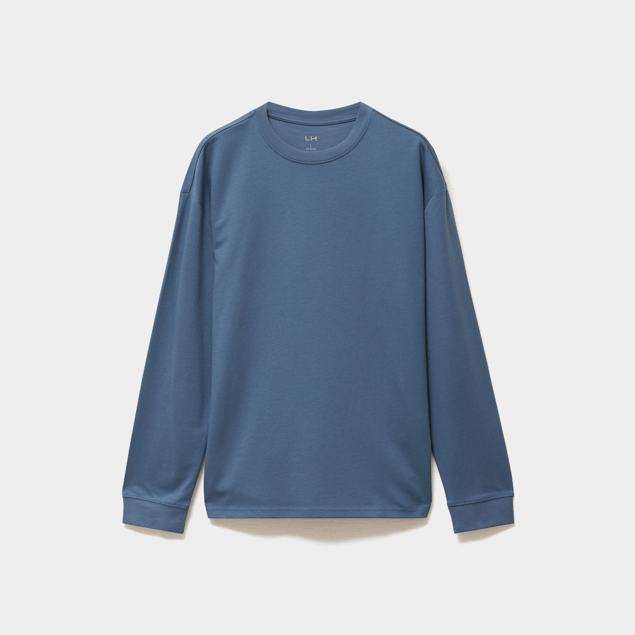 T-shirt col rond manches longues bleu gris homme