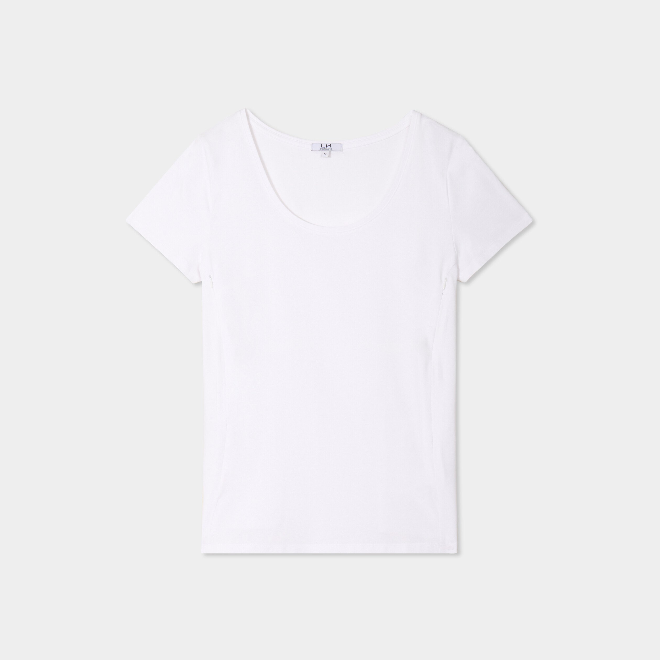 t shirt allaitement manches courtes blanc femmemater T-shirt allaitement manches courtes blanc femme maternité