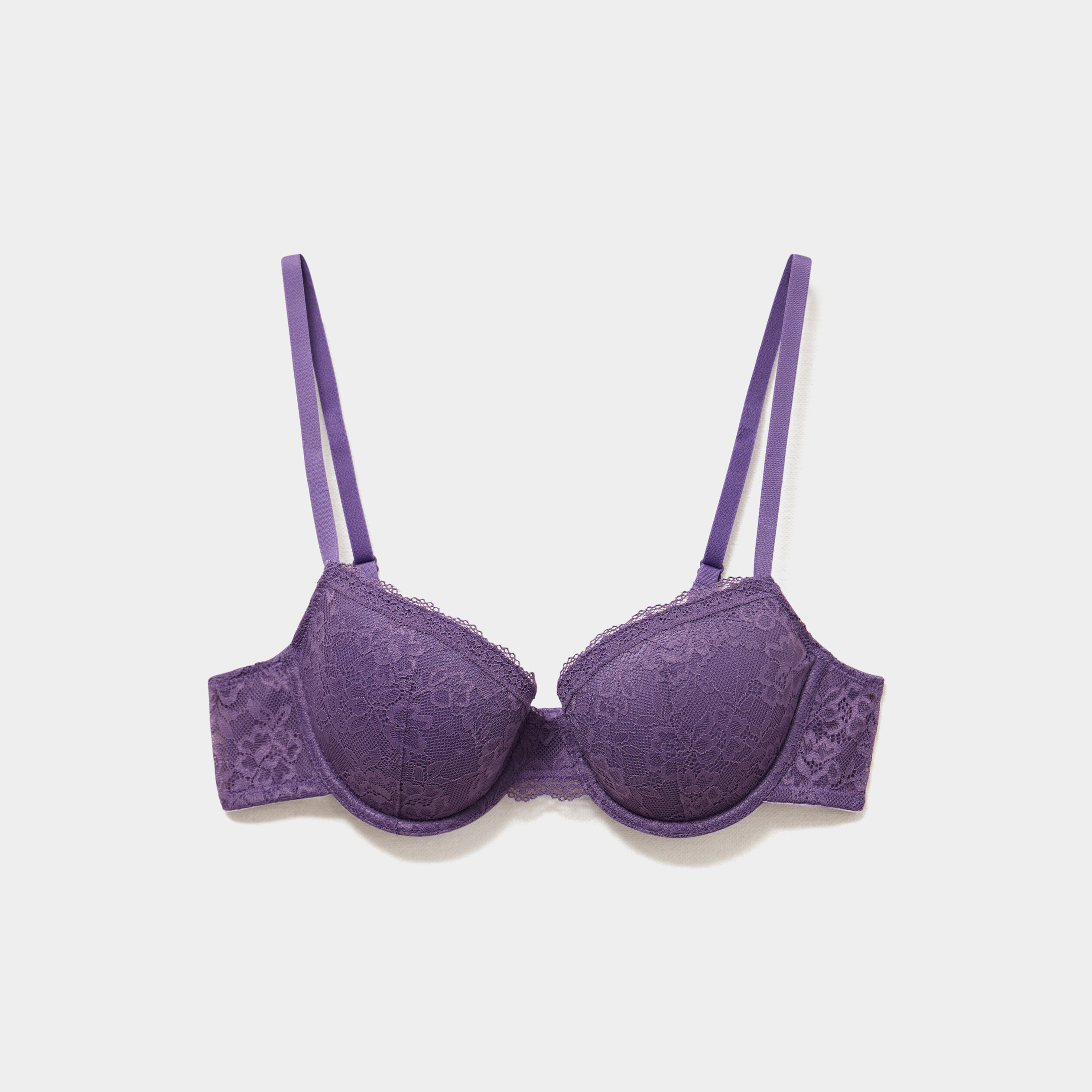 Soutien-gorge corbeille padd&eacute; dentelle mauve femme