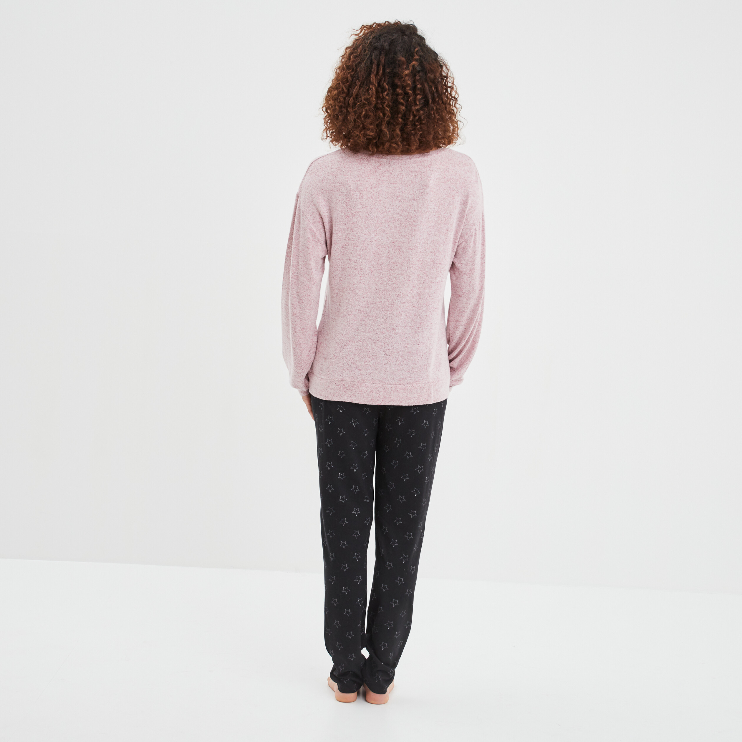 Ensemble pyjama 2 pièces rose framboise femme