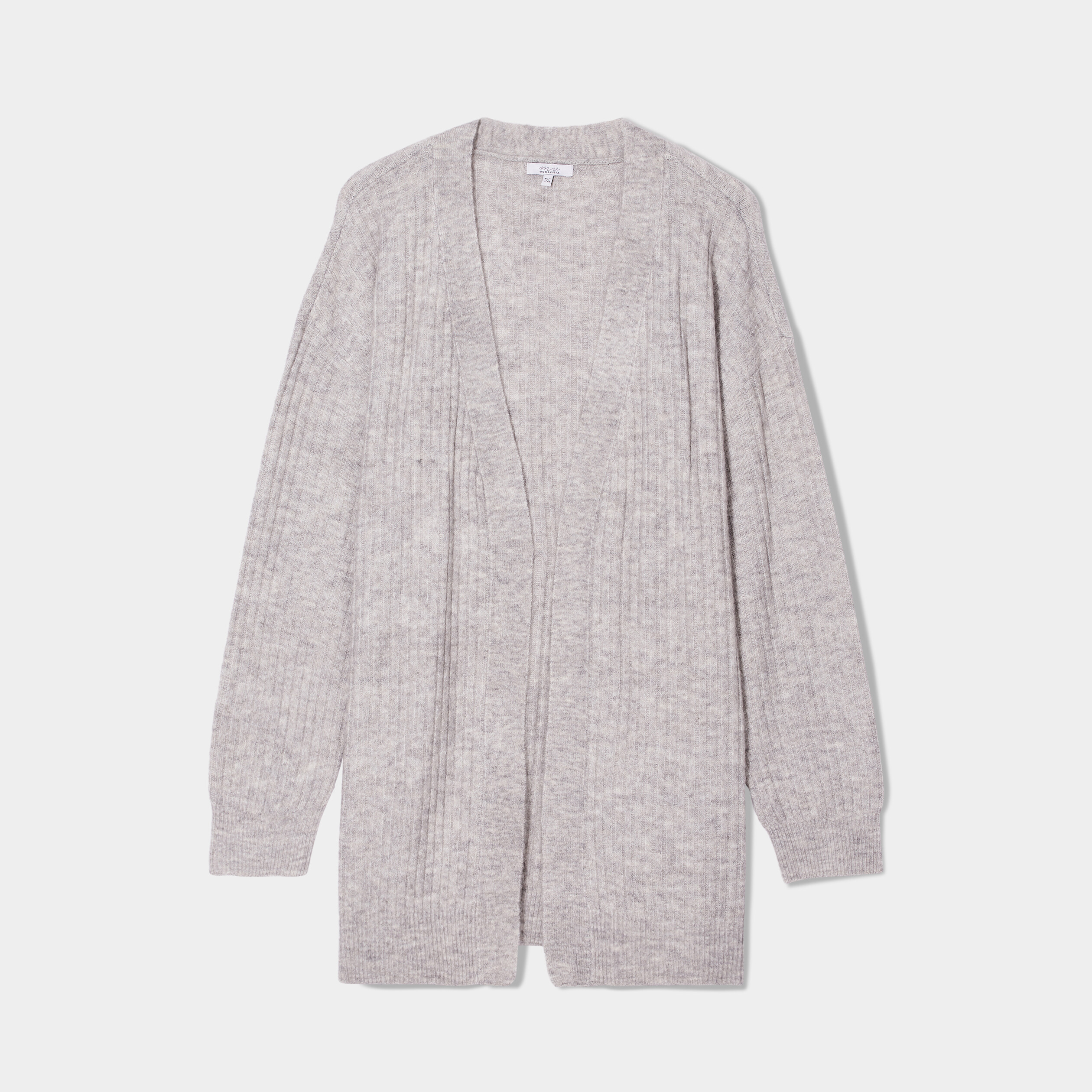gilet long cotele col chale gris femmegt Gilet long côtelé col châle gris femme grande taille