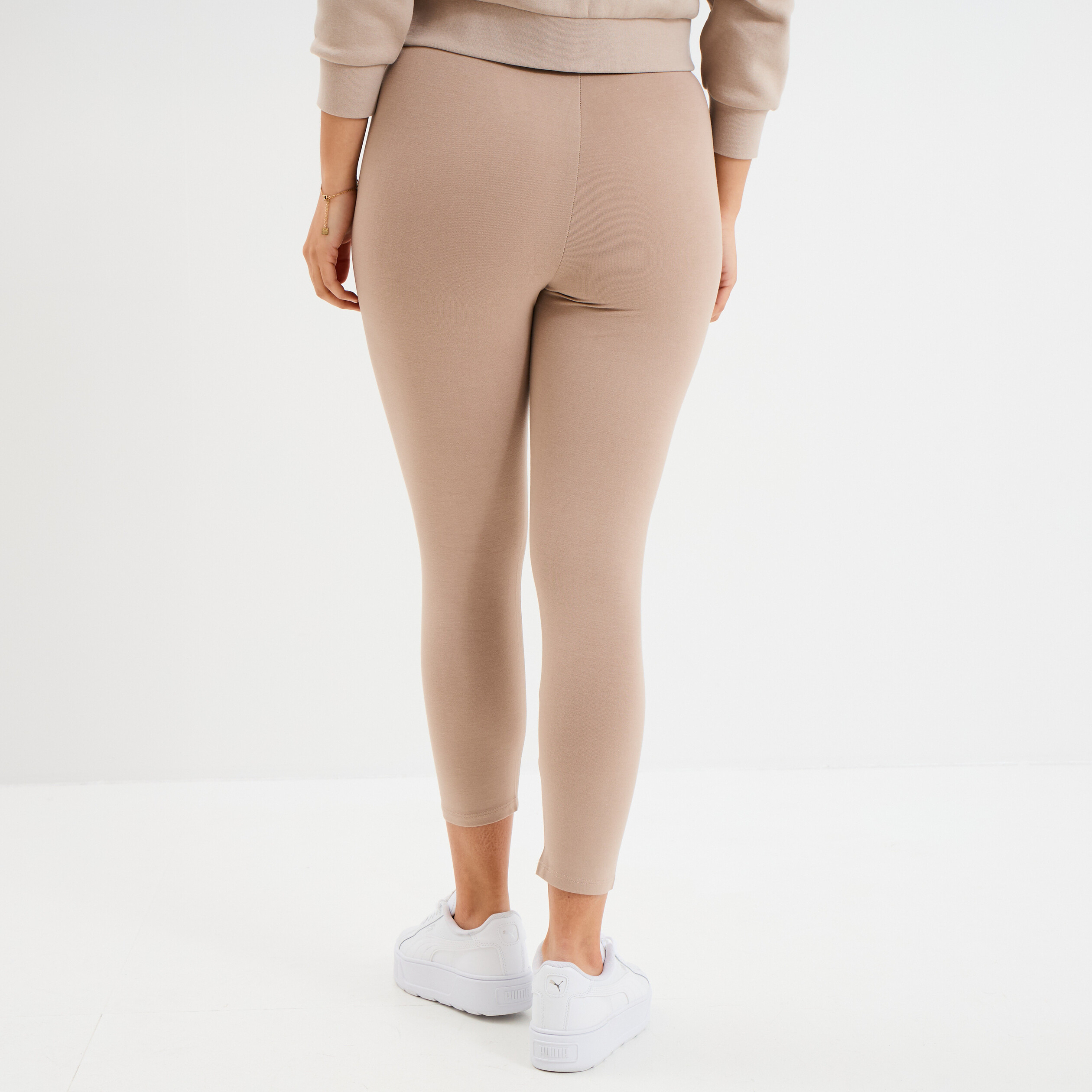 Legging &eacute;lastiqu&eacute; 7/8&egrave;me sable femme