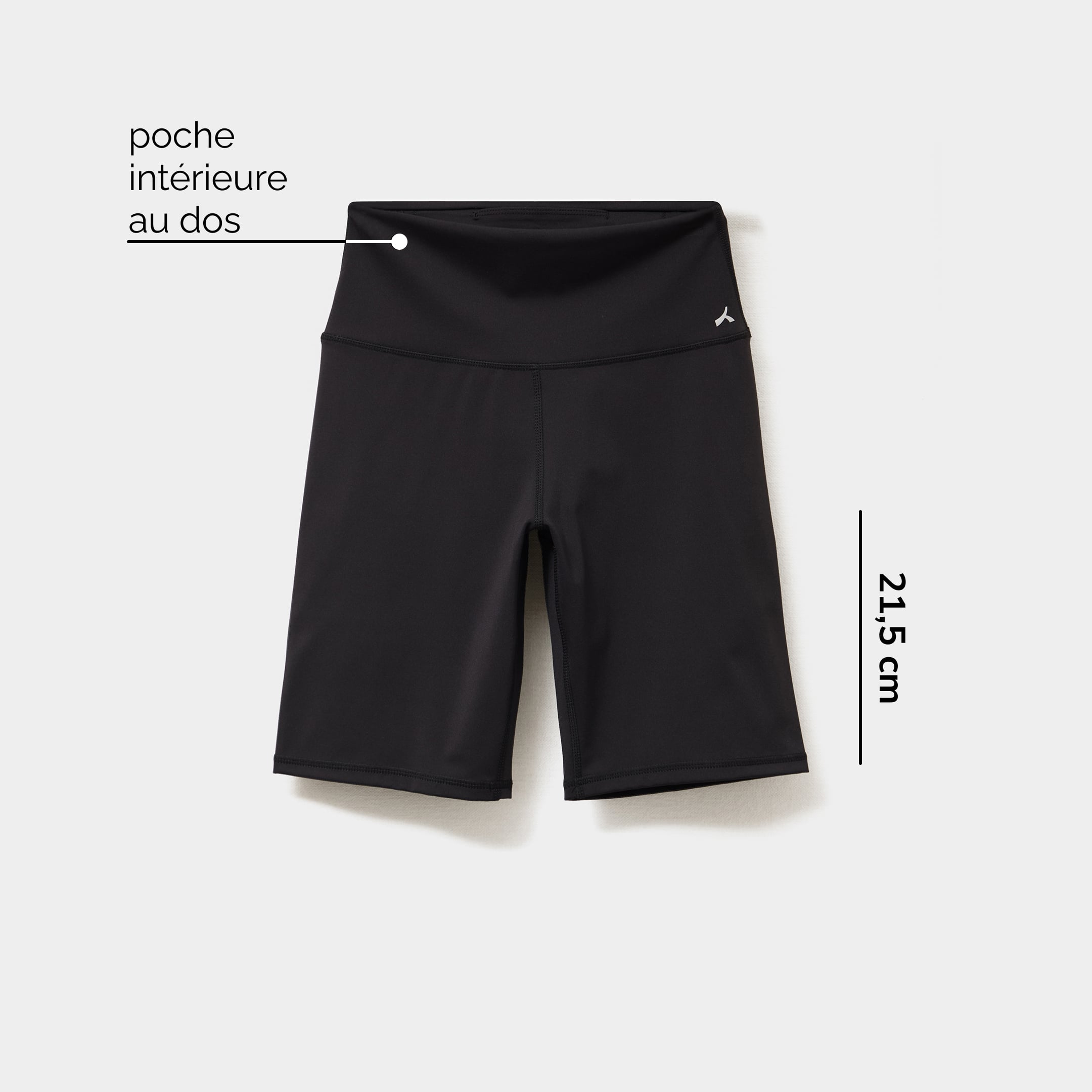 Short cycliste de sport taille haute noir femme
