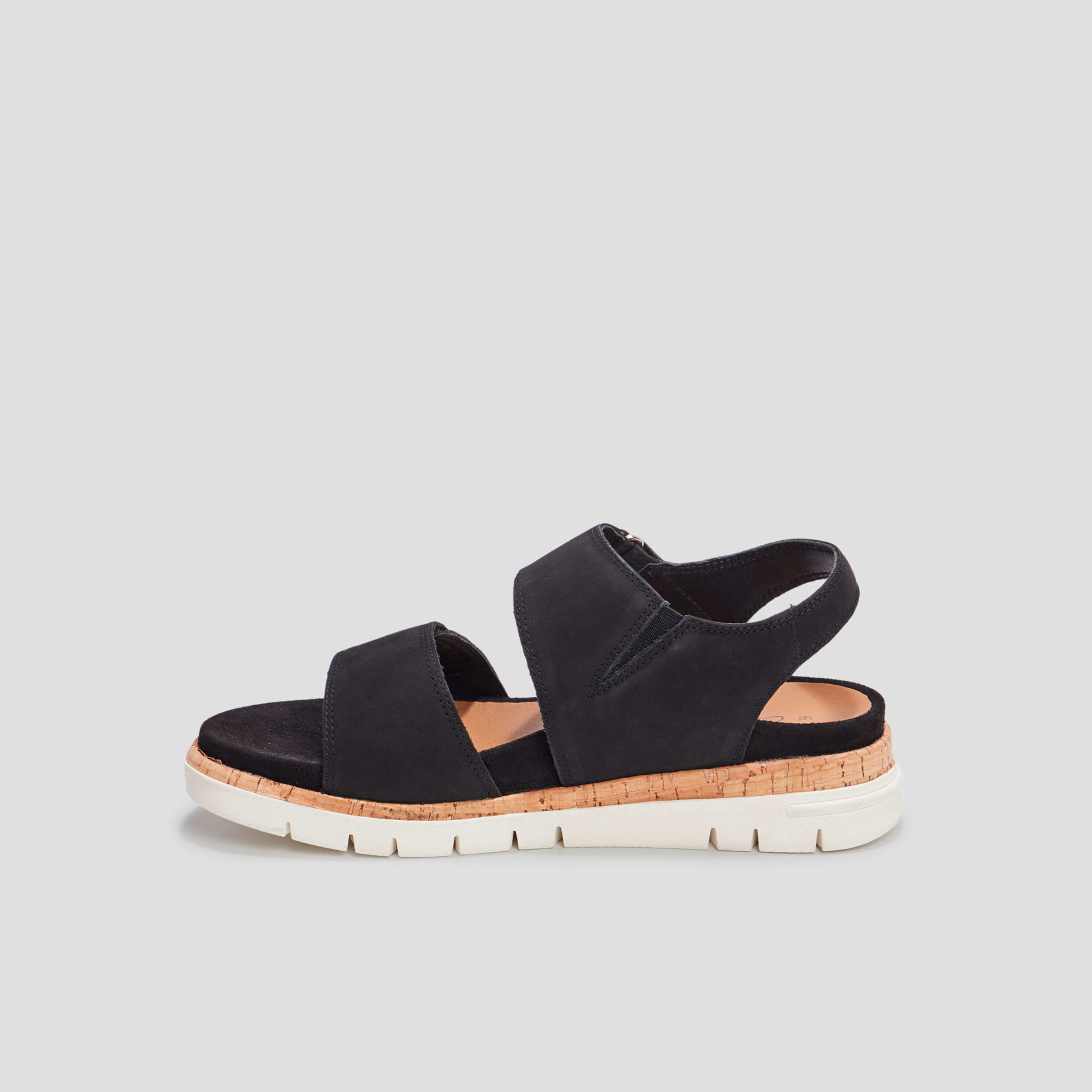 sandales compensees en cuir pied large noir femme Sandales compensées en cuir pied large noir femme