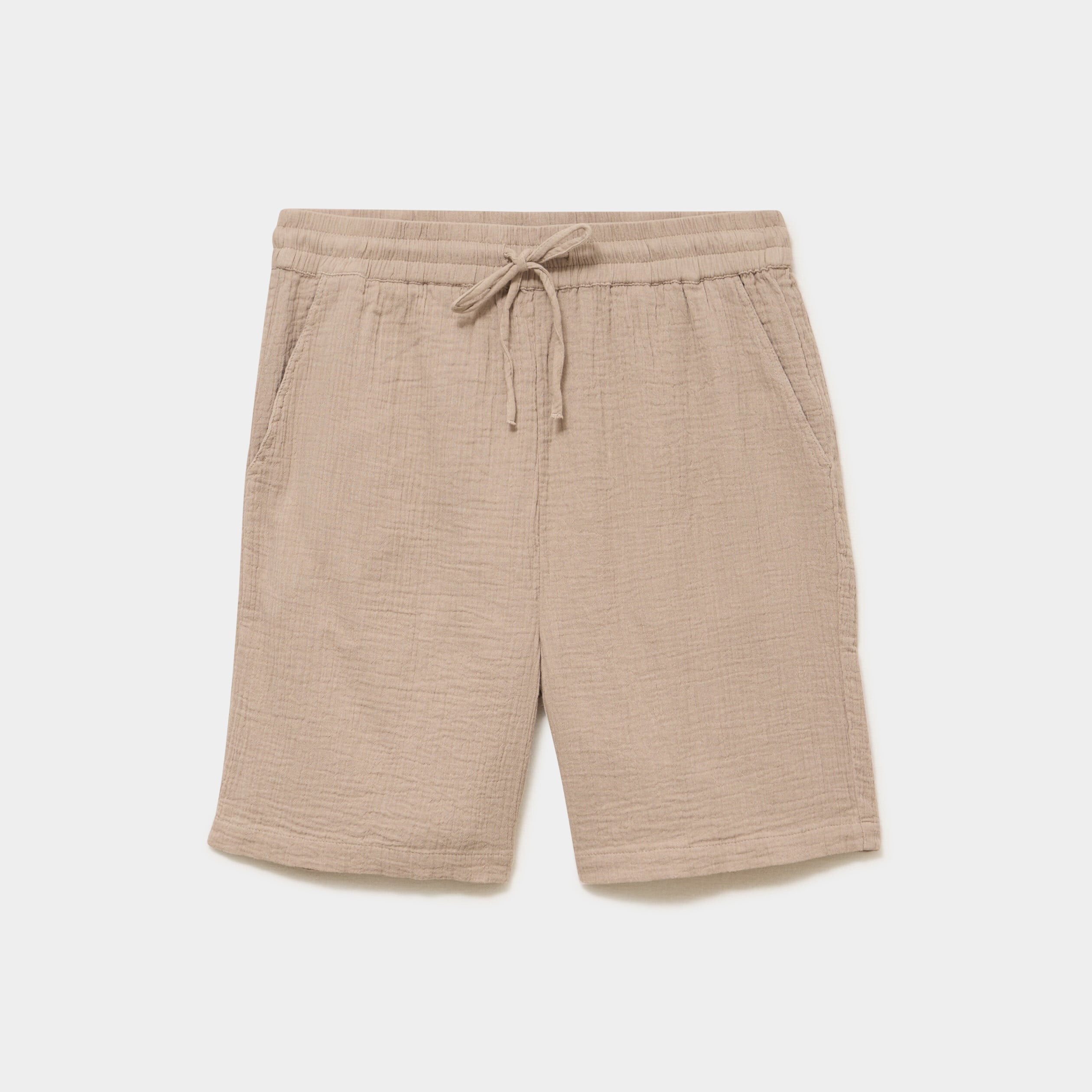 Short chino droit gaze de coton taupe homme
