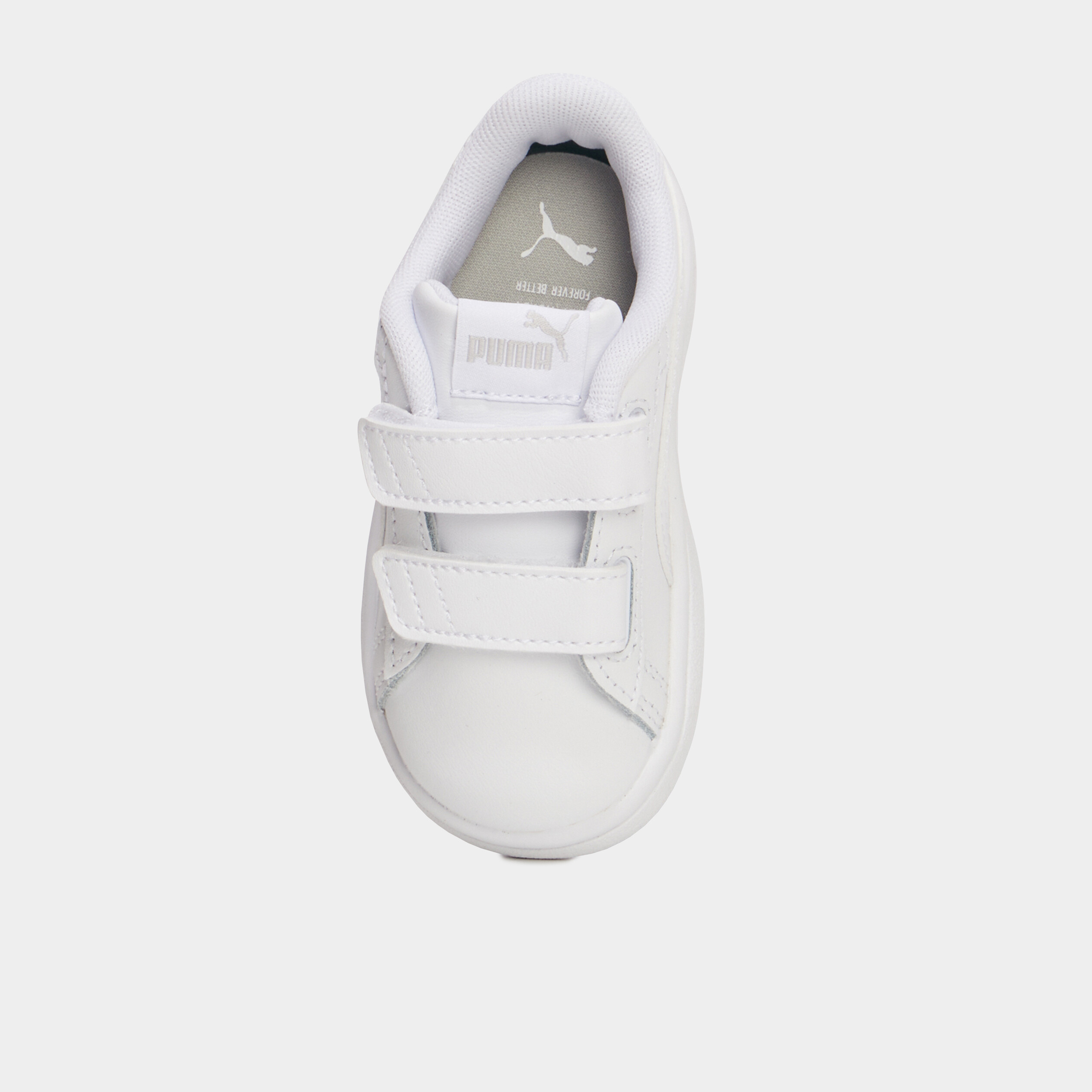 Tennis basses a scratchs en cuir Puma blanc bebe garcon