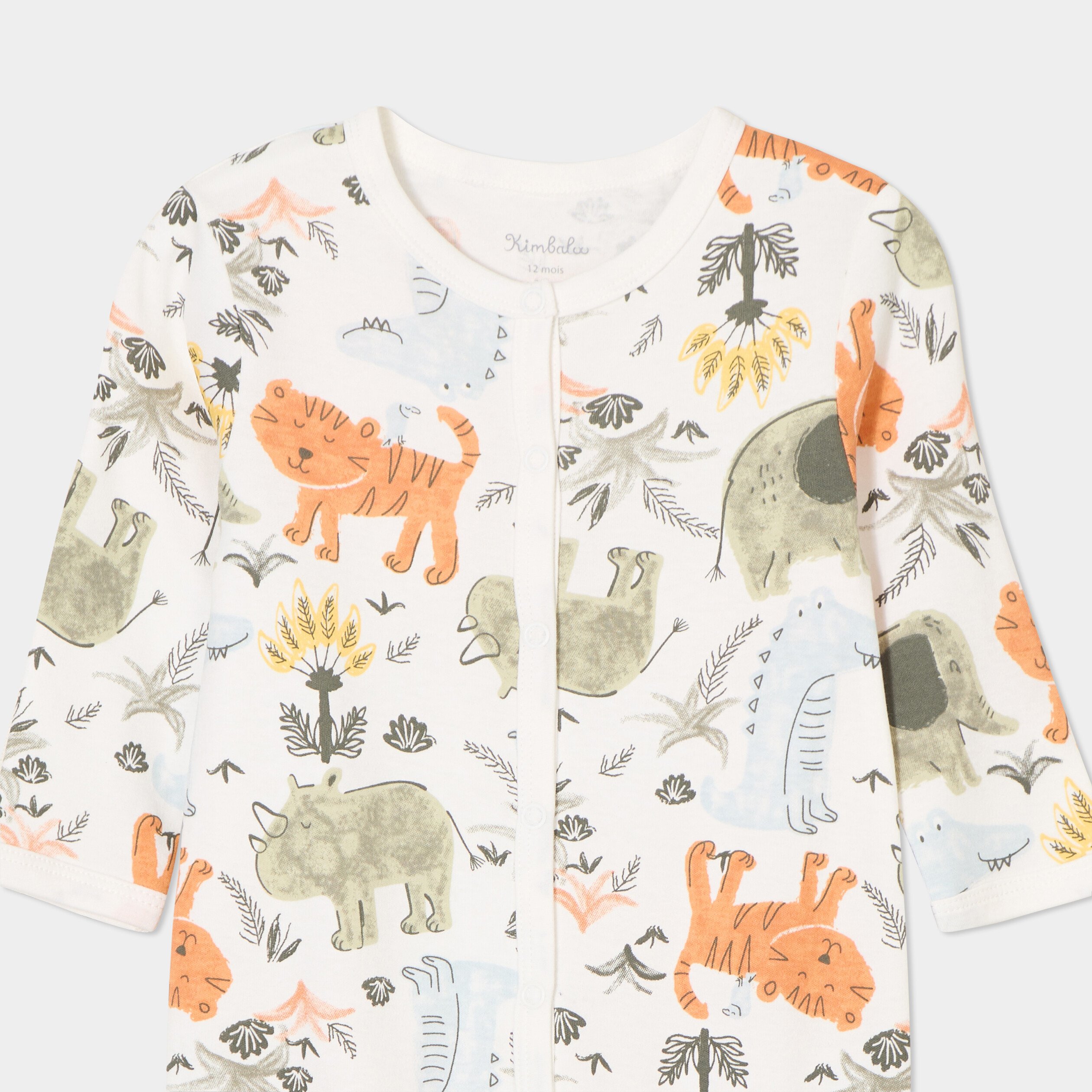 dors bien coton manches longues boutonne ecru bebe Dors-bien coton manches longues boutonné ecru bébé