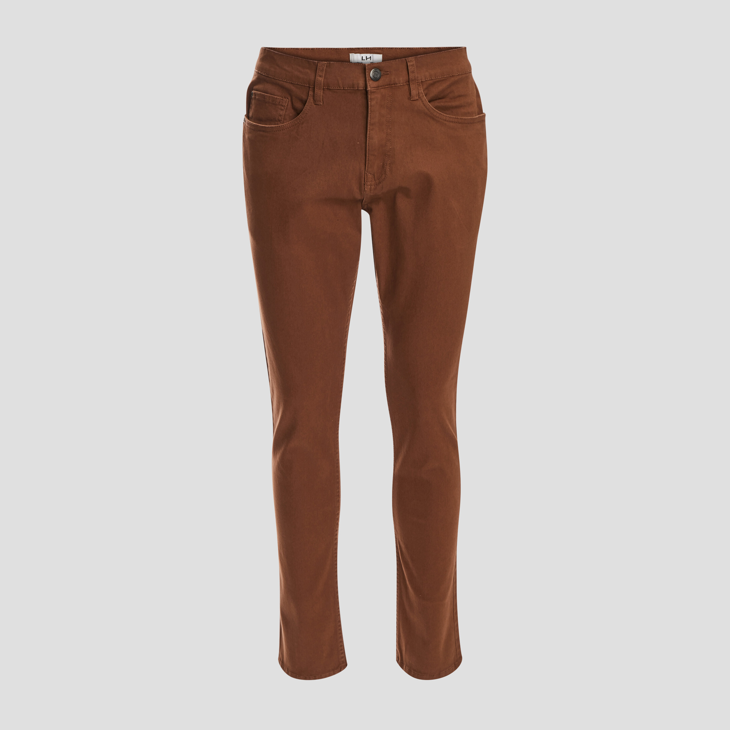 Pantalon droit en coton stretch camel homme