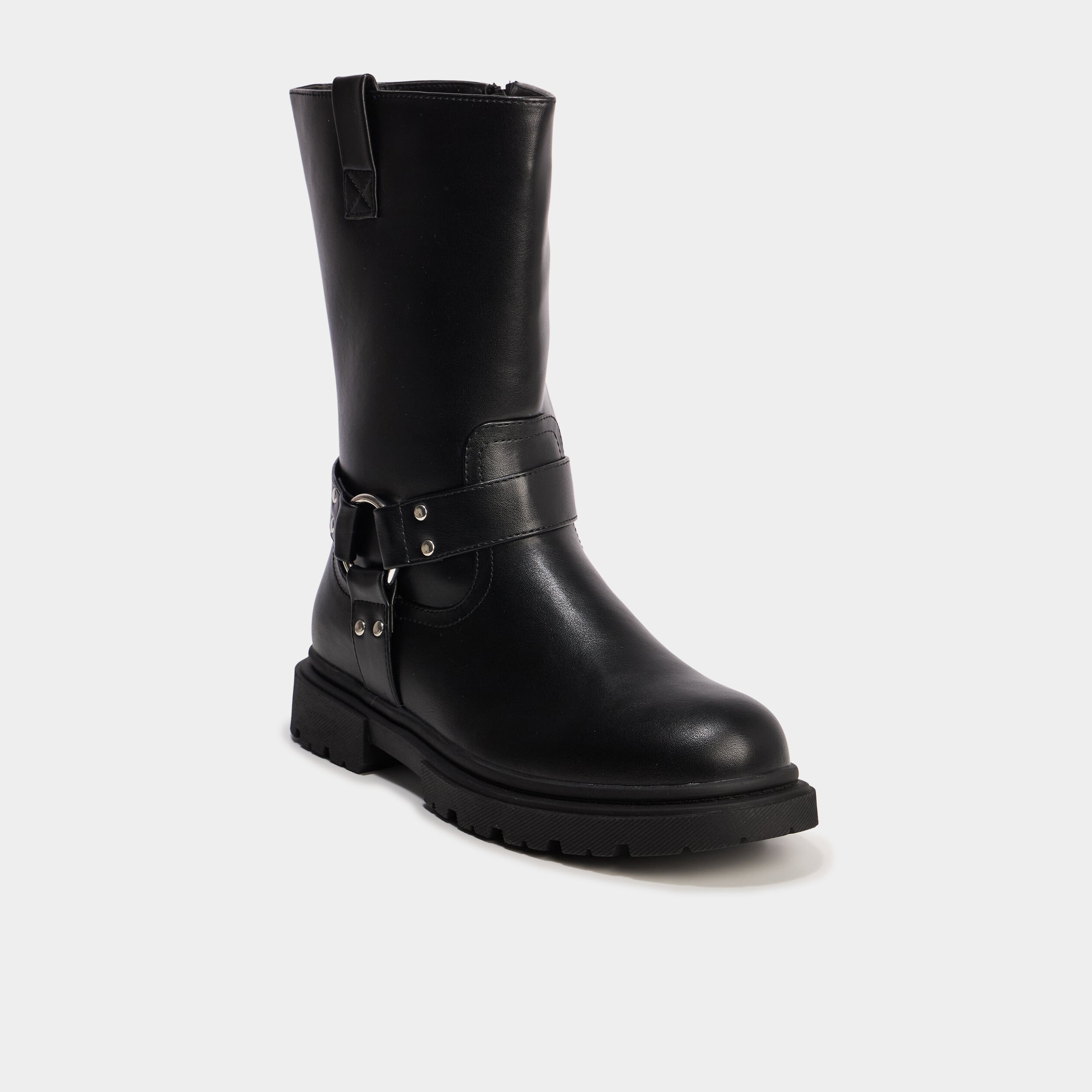 Bottes esprit biker avec boucles noir fille