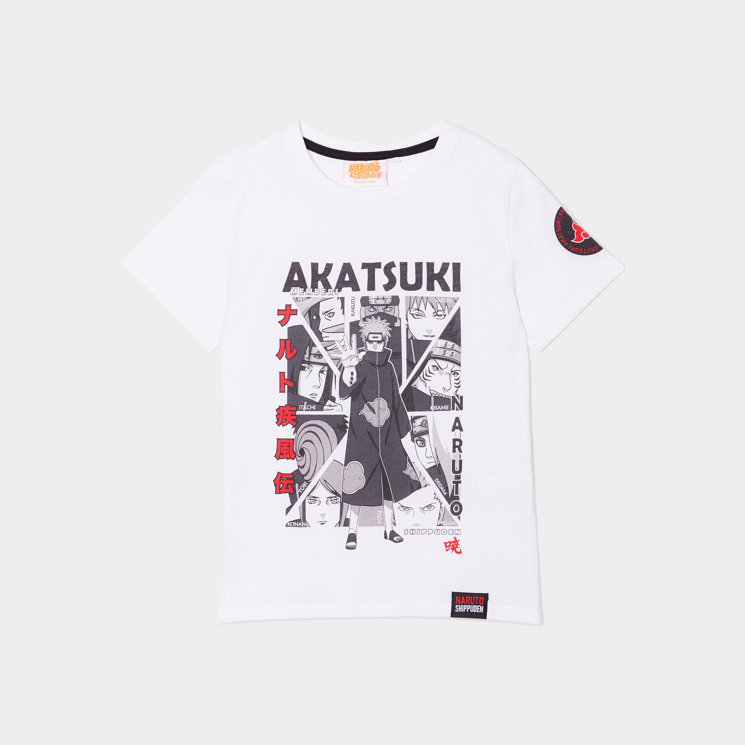 t shirt manches courtes naruto akatsuki blanc garcon T-shirt manches courtes Naruto Akatsuki blanc garçon