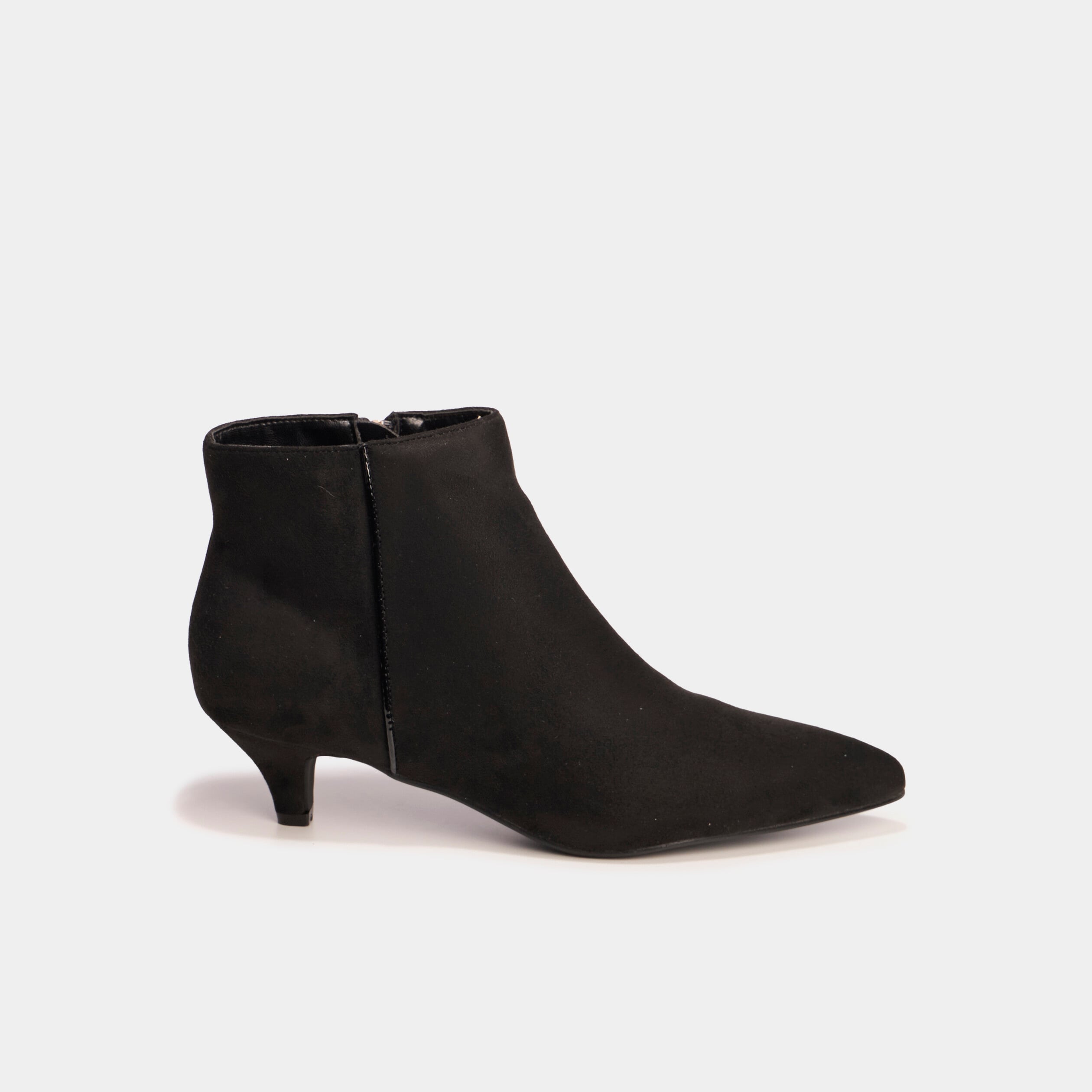 Boots effet su&eacute;dine kitten heels noir femme