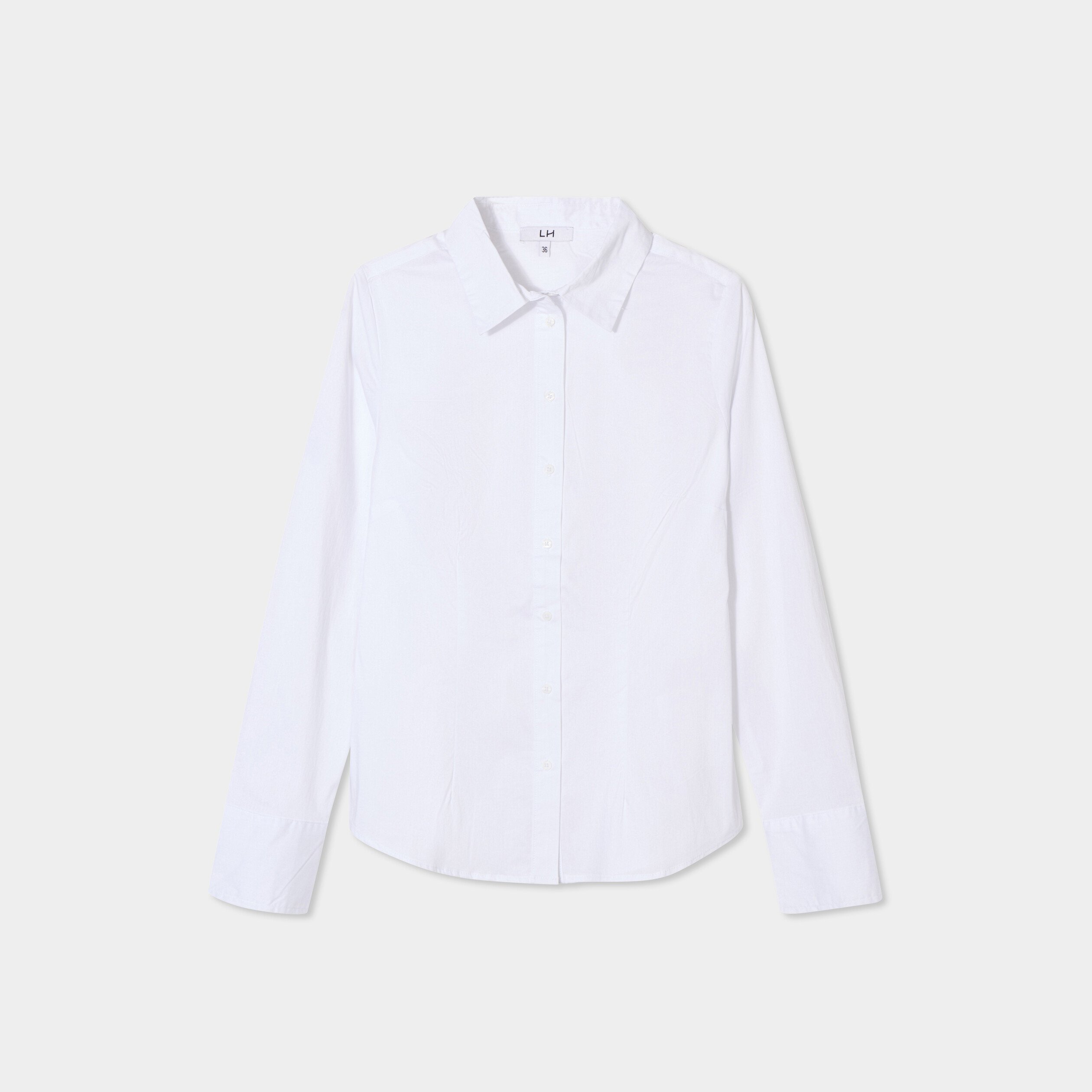 chemise cintree en popeline stretch blanc femme Chemise cintrée en popeline stretch blanc femme