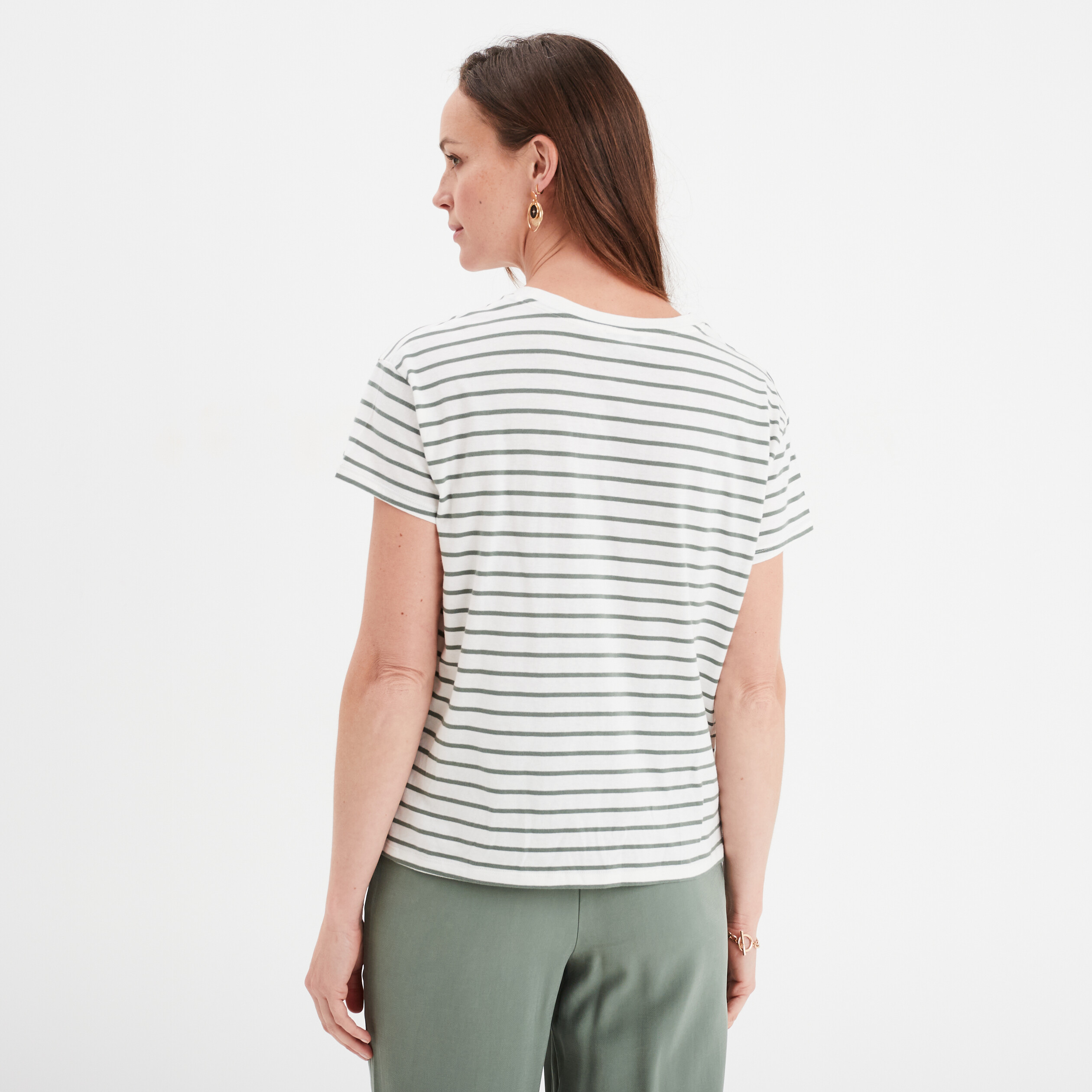 T-shirt manches courtes coton ecru femme