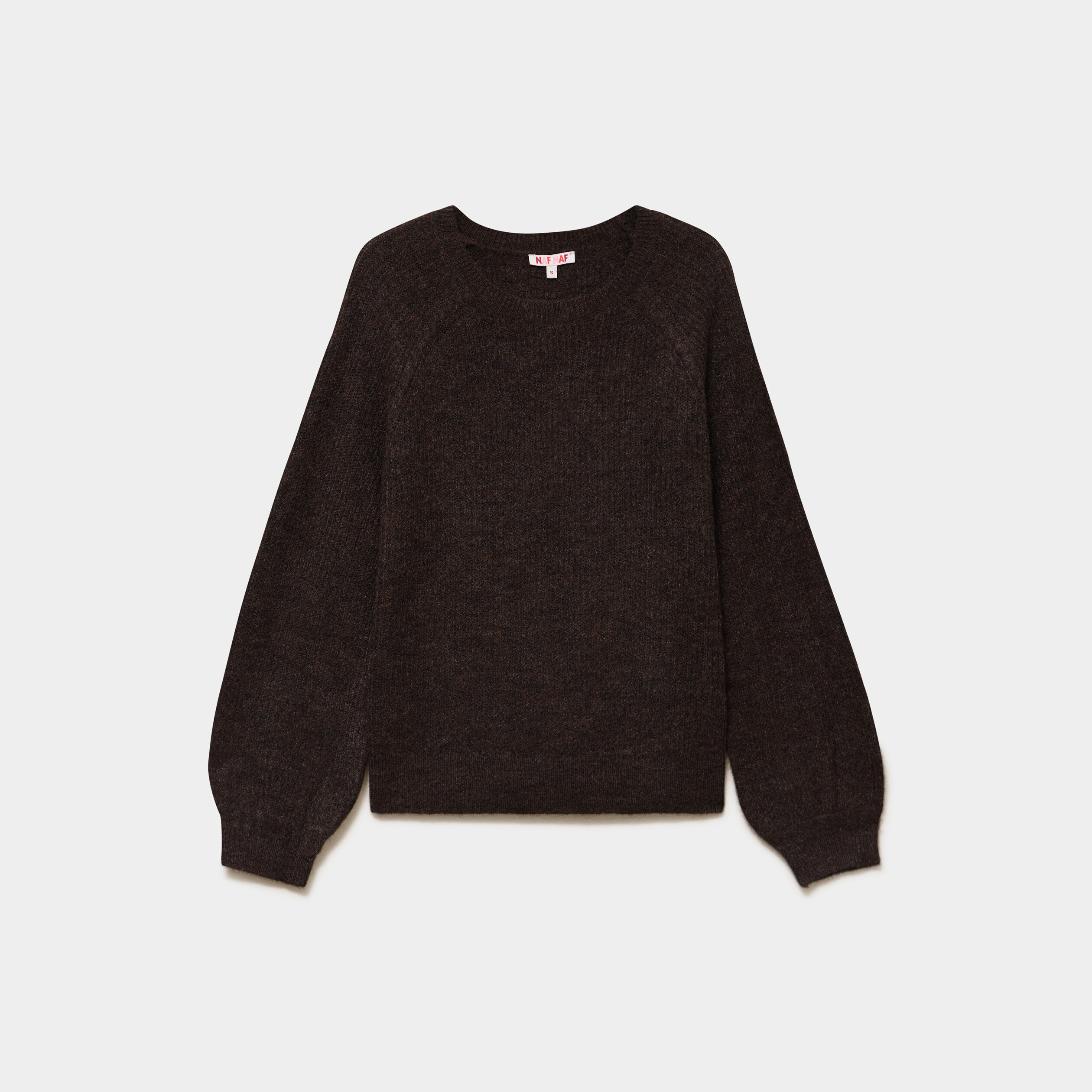 Pull col rond manches longues marron fonc&eacute; femme