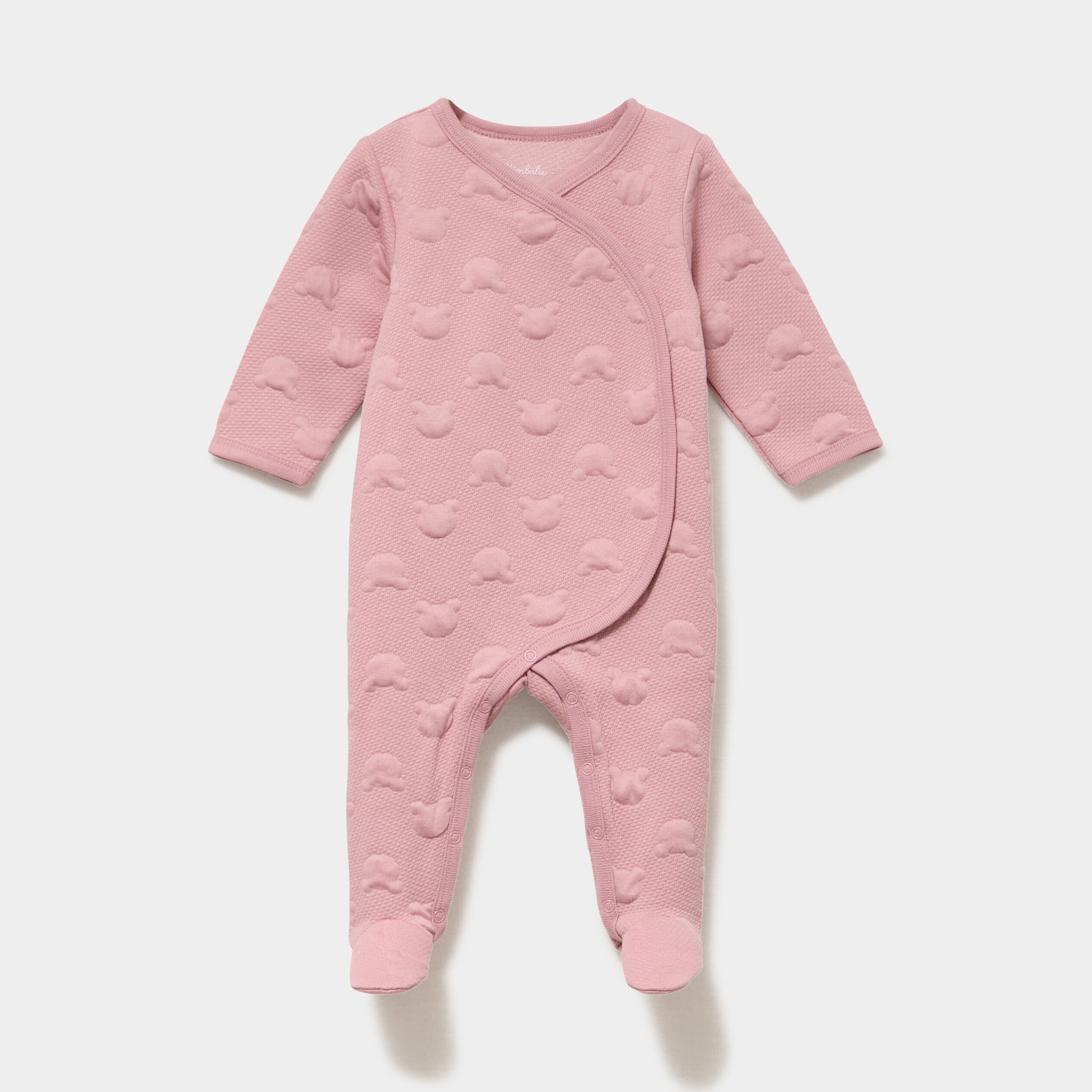Dors-bien manches longues col crois&eacute; vieux rose b&eacute;b&eacute;