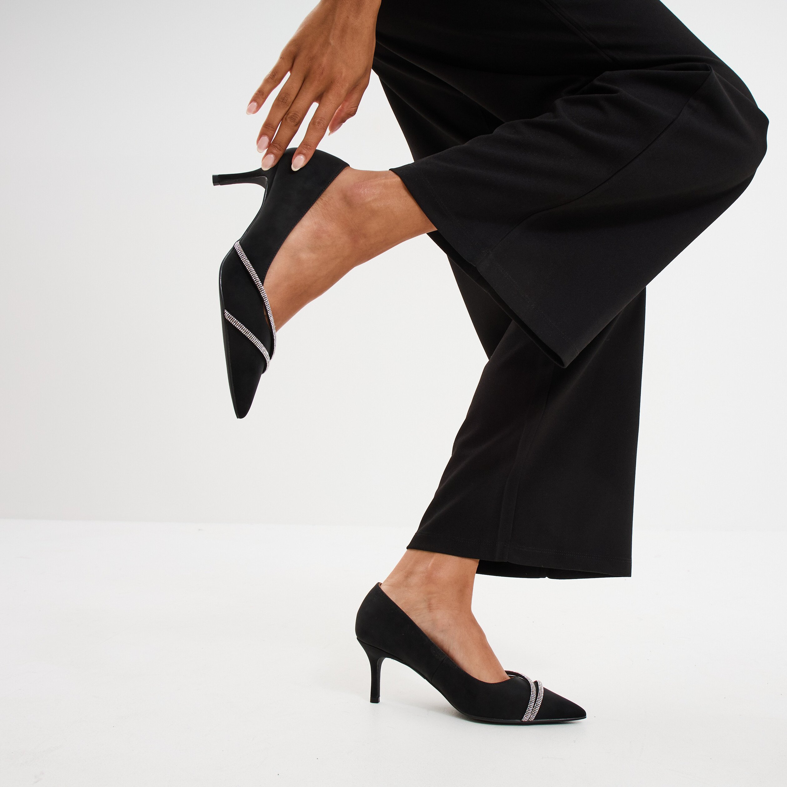 Escarpins détails strass noir femme
