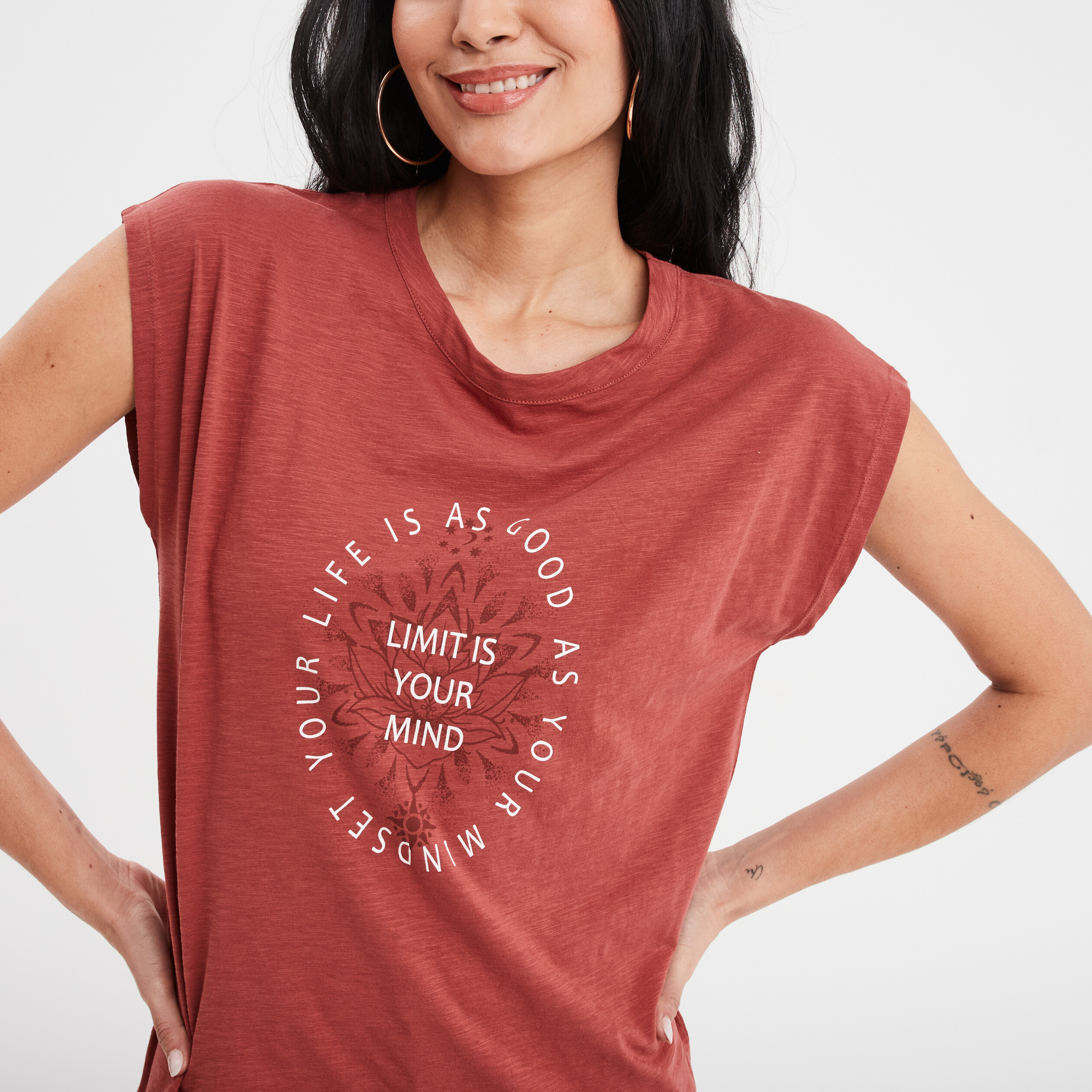 T-shirt col rond manches courtes Creeks bordeaux femme