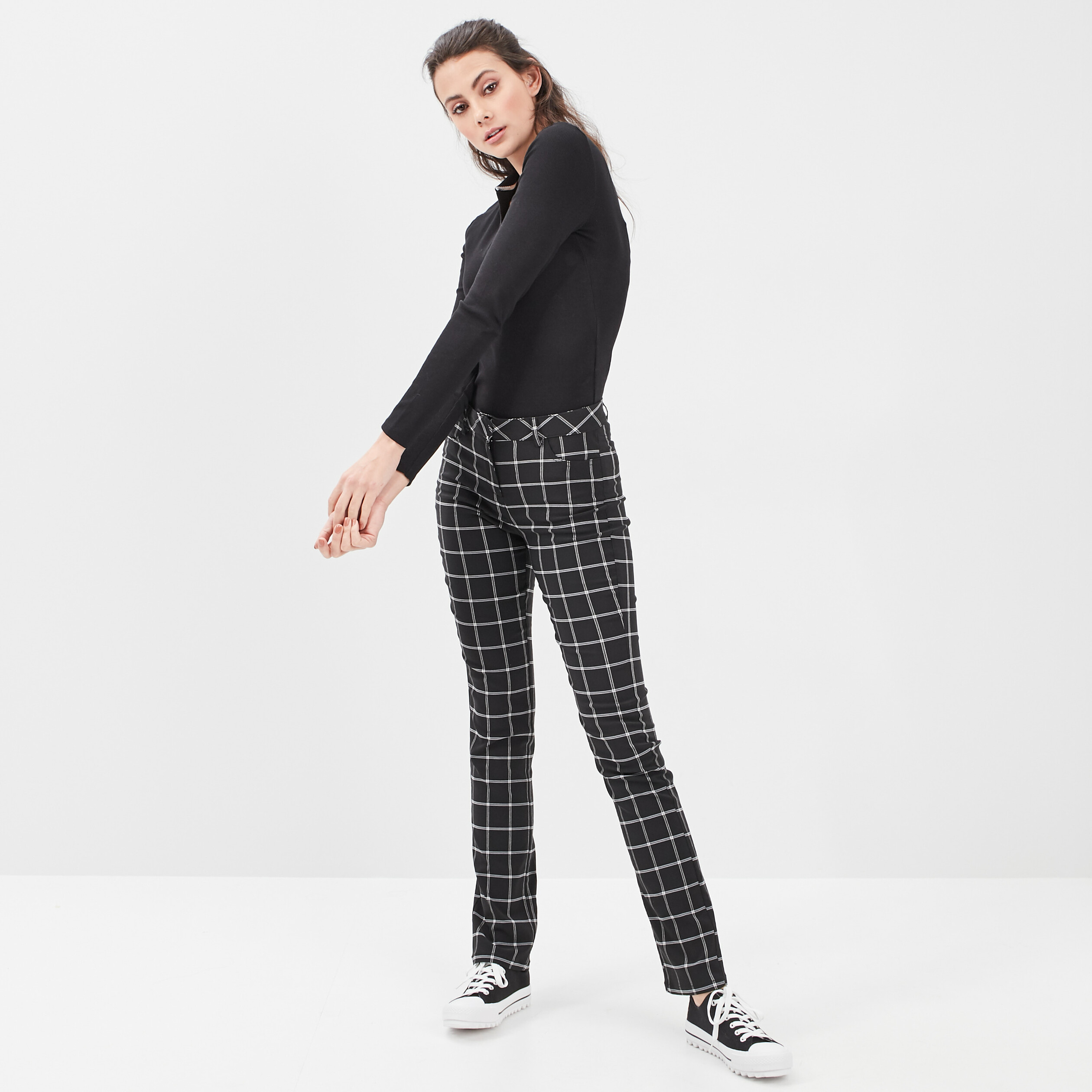 pantalon droit stretch noir femme Pantalon droit stretch noir femme