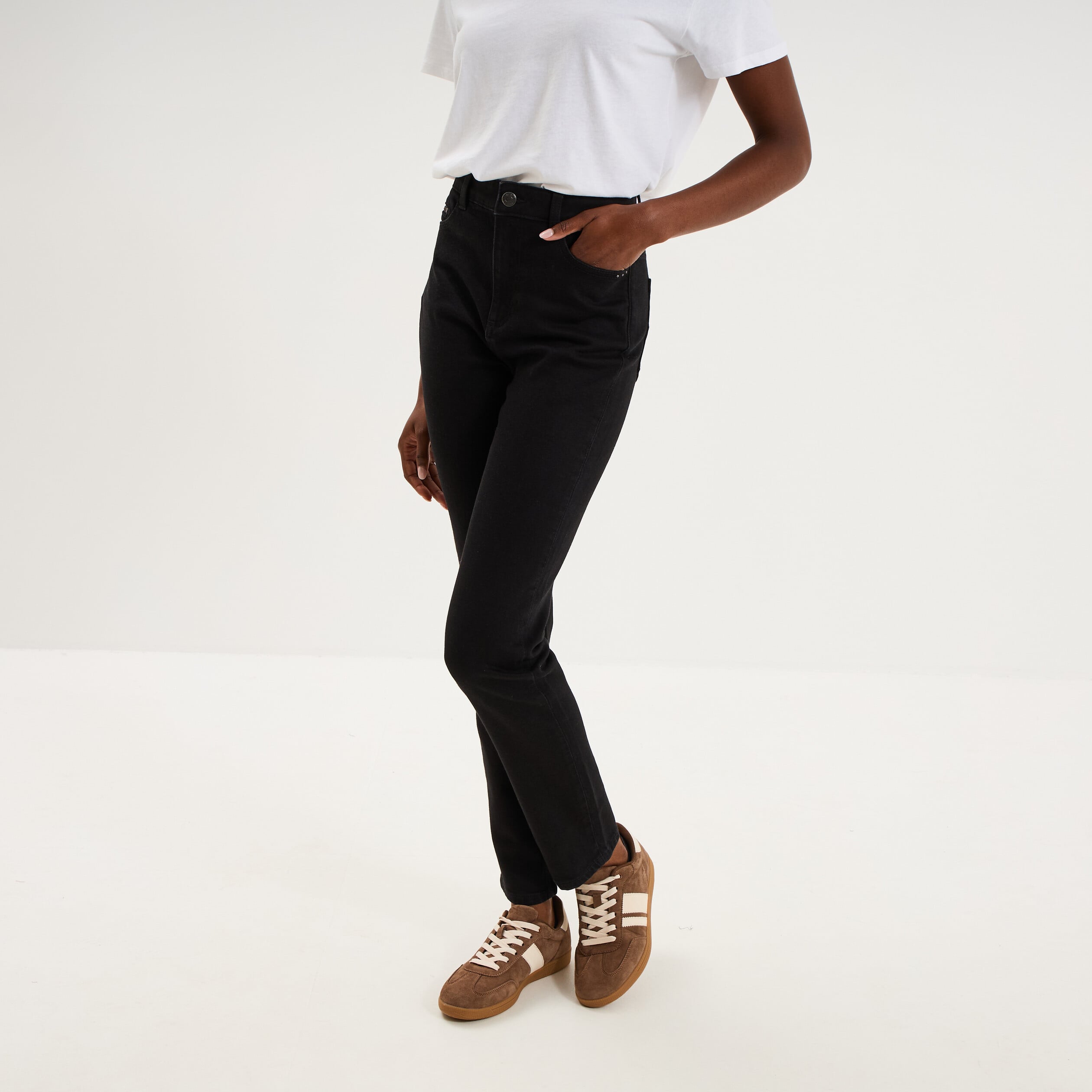 Jean skinny taille haute denim noir femme