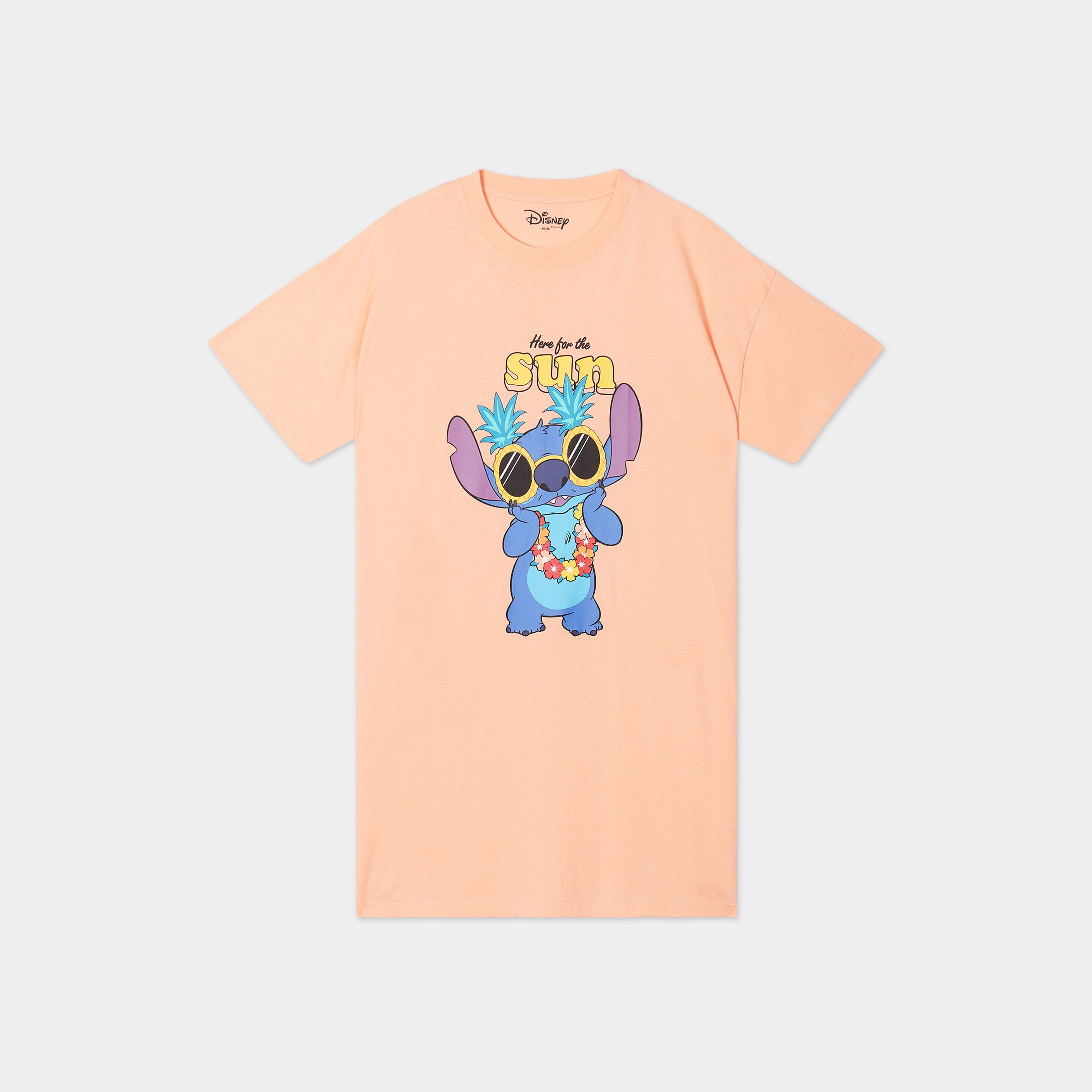 Chemise de nuit manches courtes Stitch rose saumon femme grande taille | La Halle