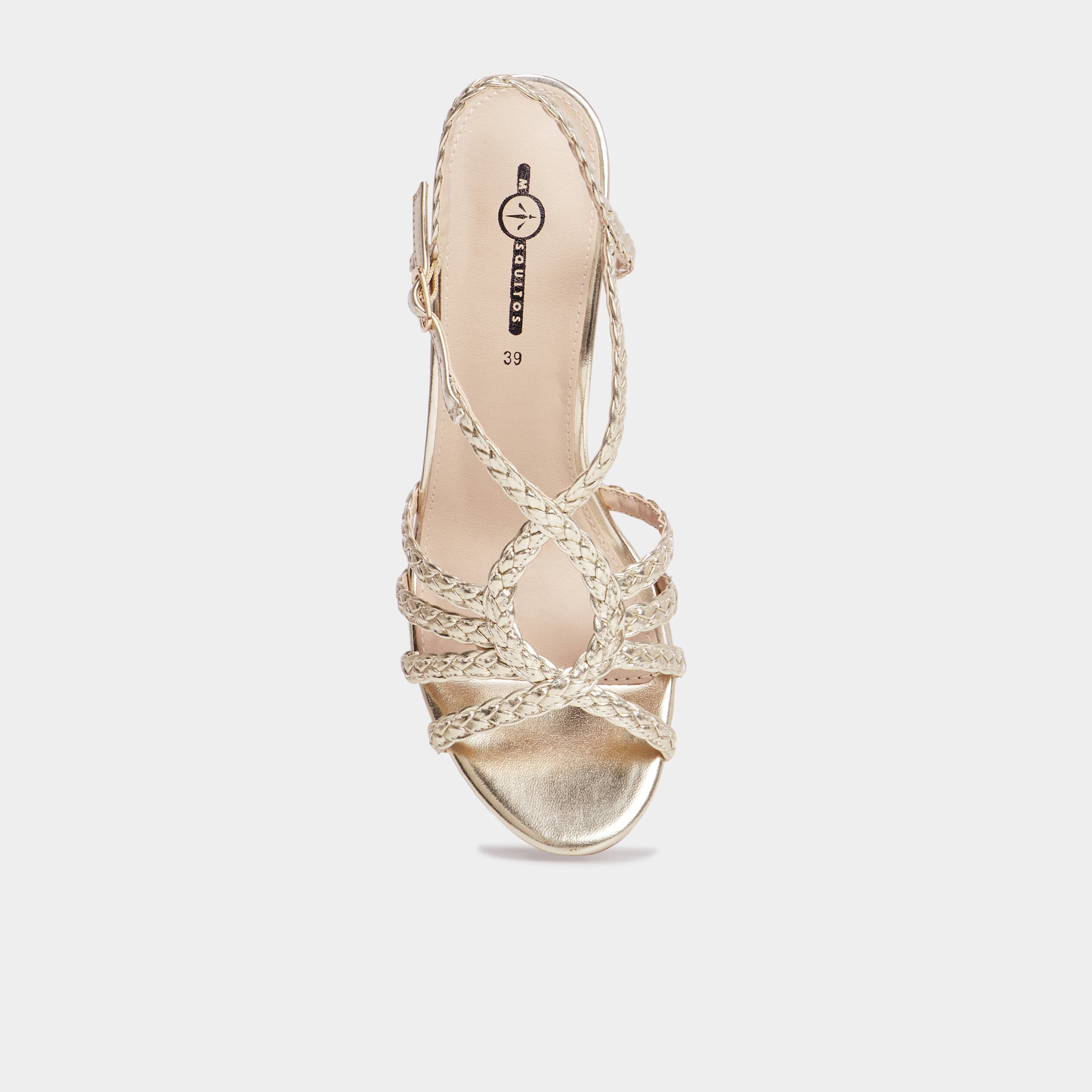 Sandales brides tress&eacute;es Mosquitos jaune or femme