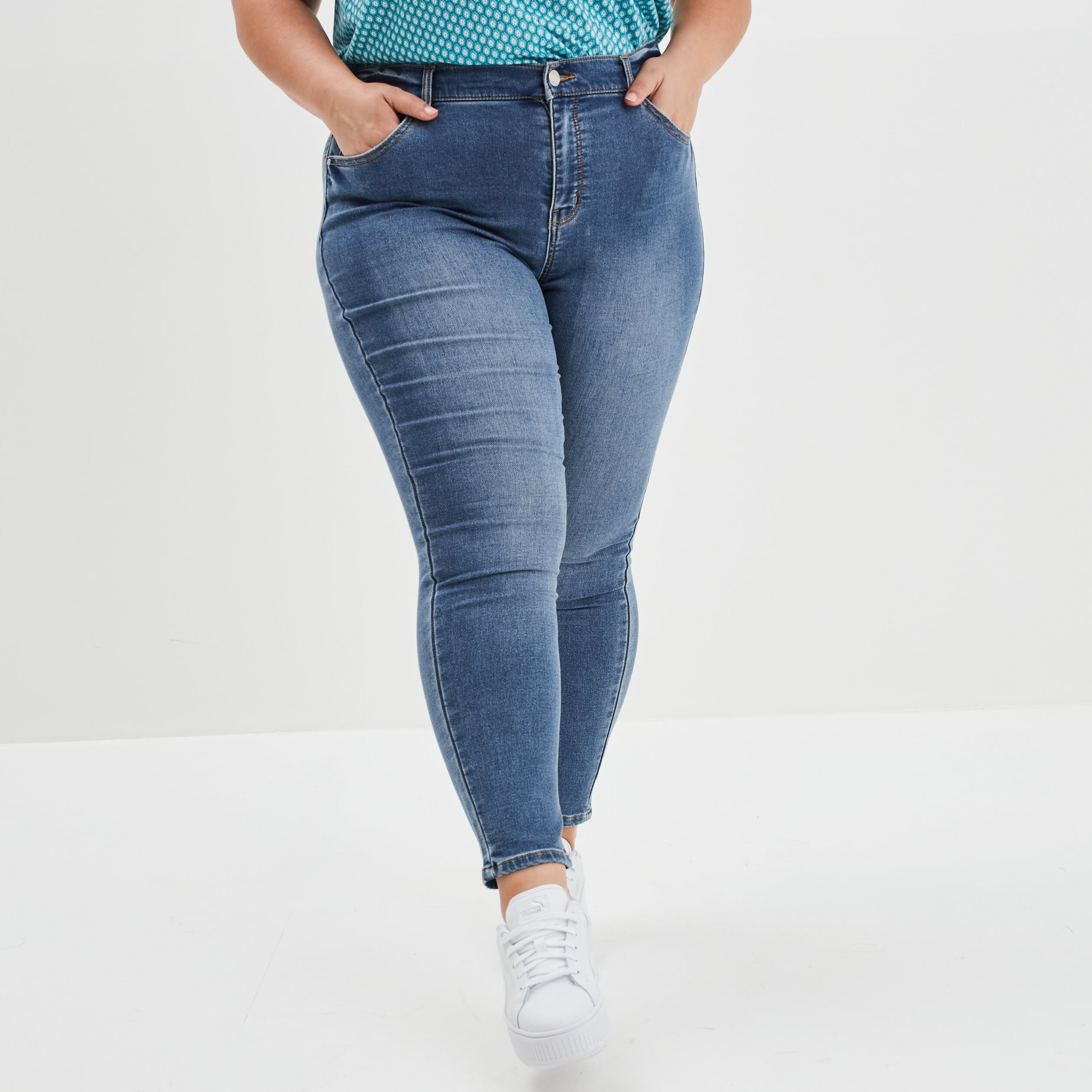 Morgan Jeans Slim Taille Haute 7/8ème - Denim Confortable Et Élégant Pour Femme