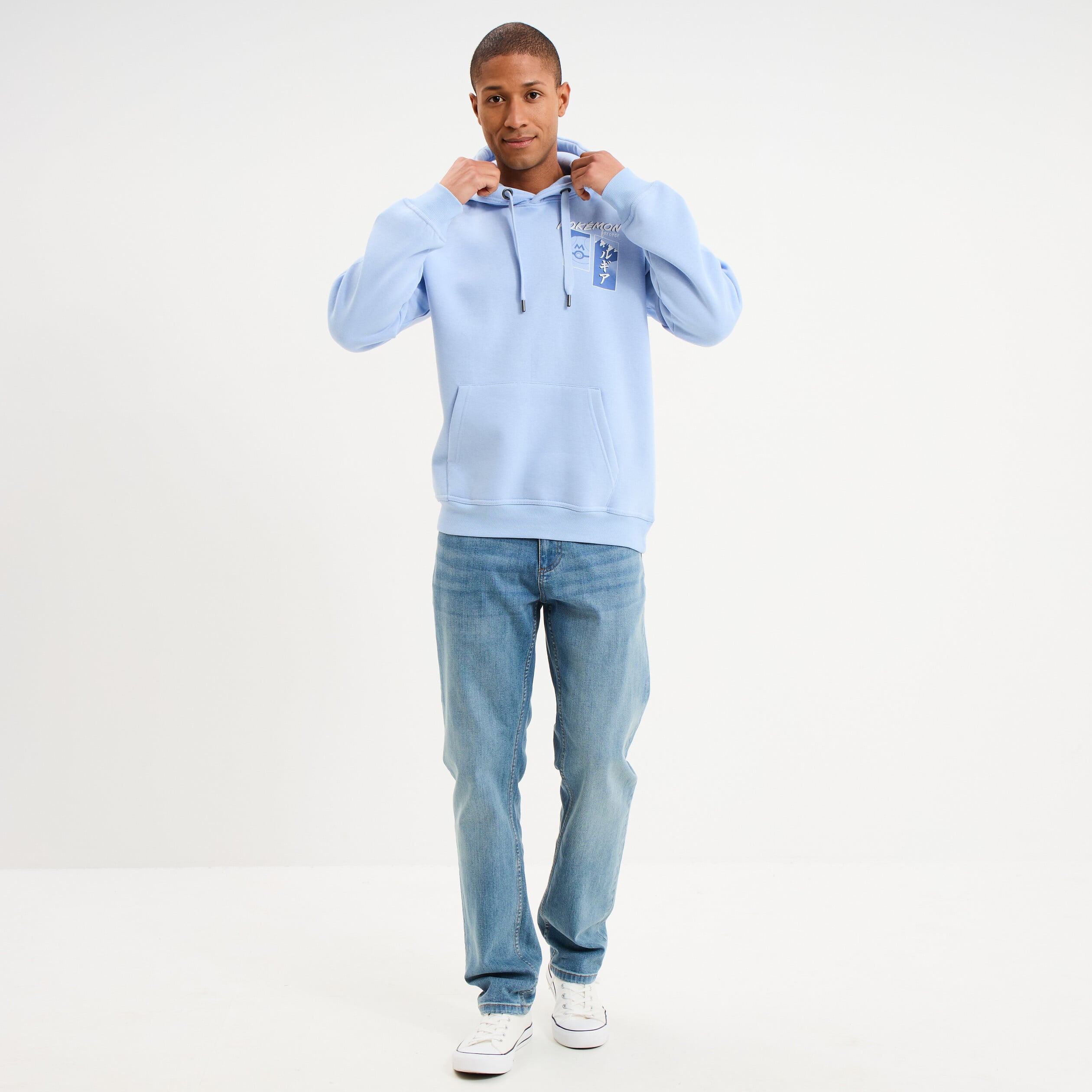 Sweat hoodie molleton 1 poche Pok&eacute;mon bleu homme