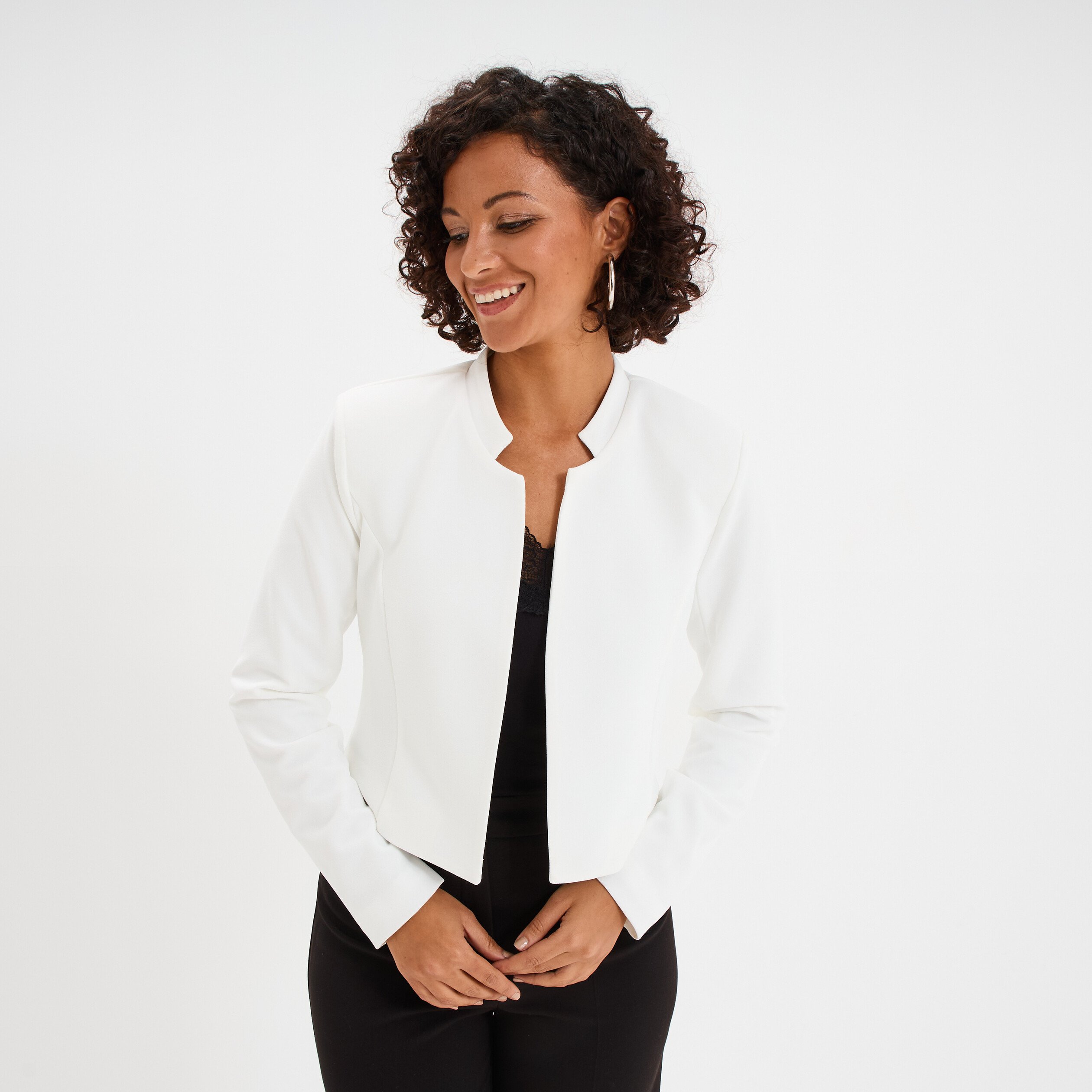 veste bolero doublee stretch blanc femme Veste boléro doublée stretch blanc femme