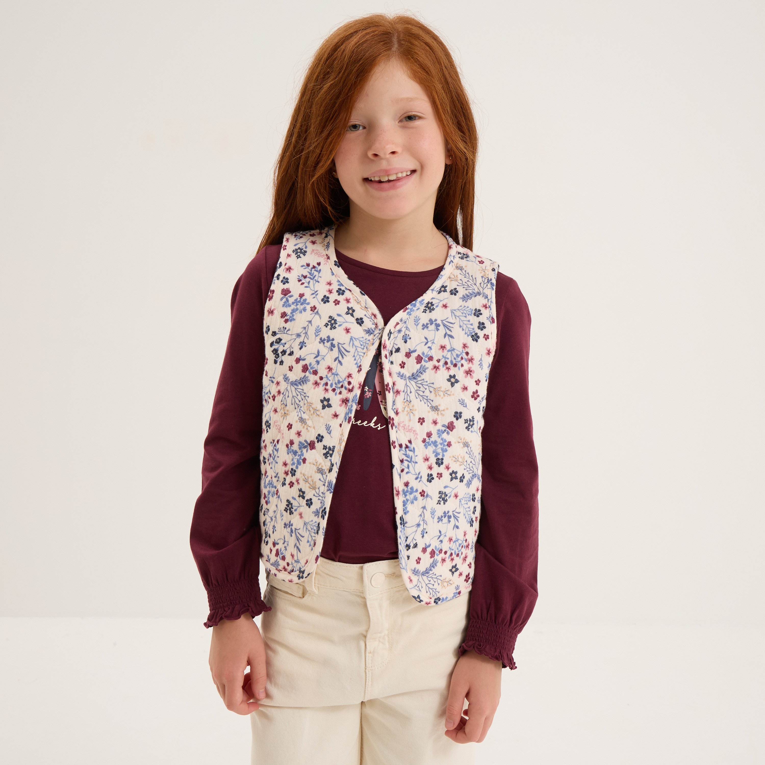 Gilet matelassé sans manches beige fille