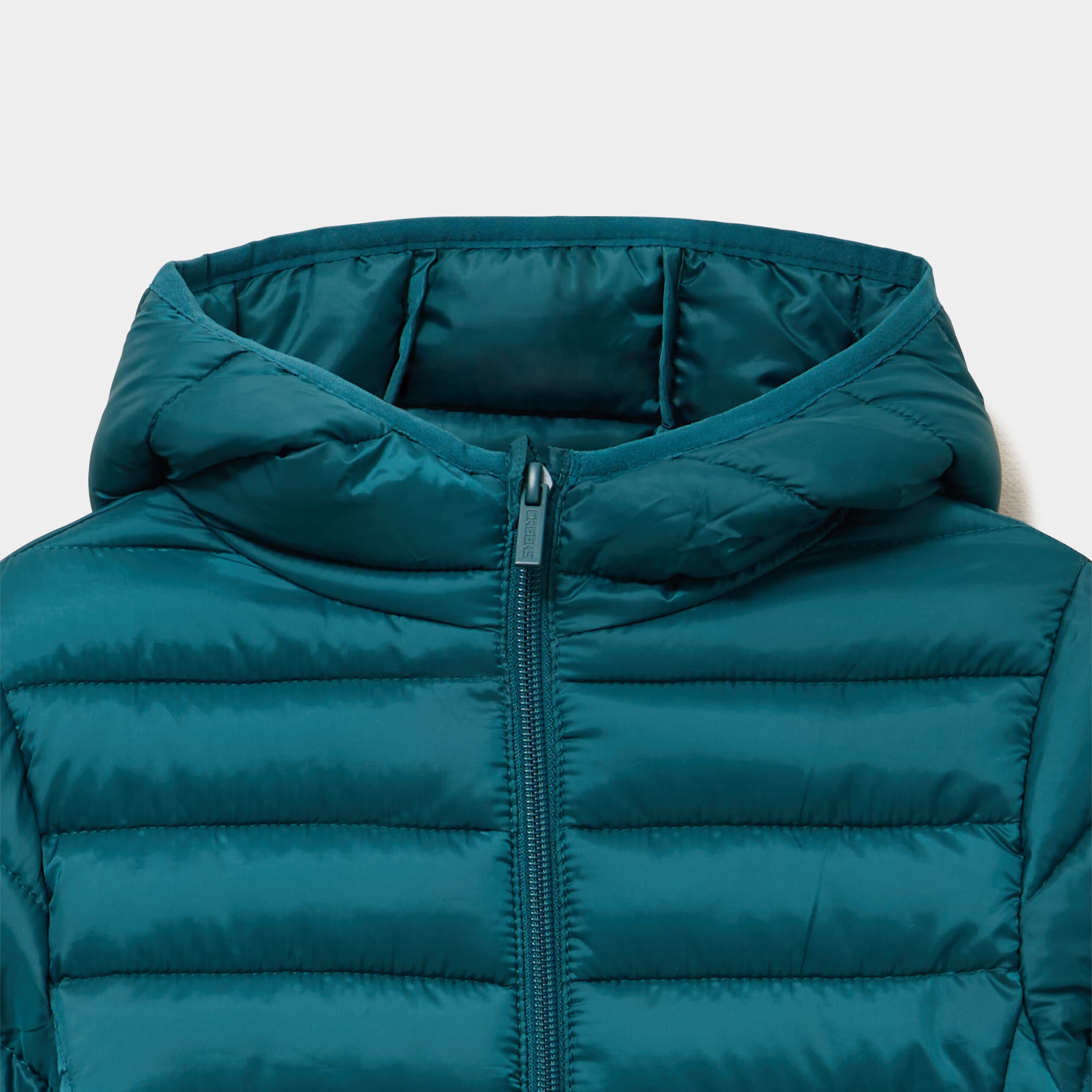 Doudoune l&eacute;g&egrave;re &agrave; capuche imperm&eacute;able vert fonc&eacute; fille