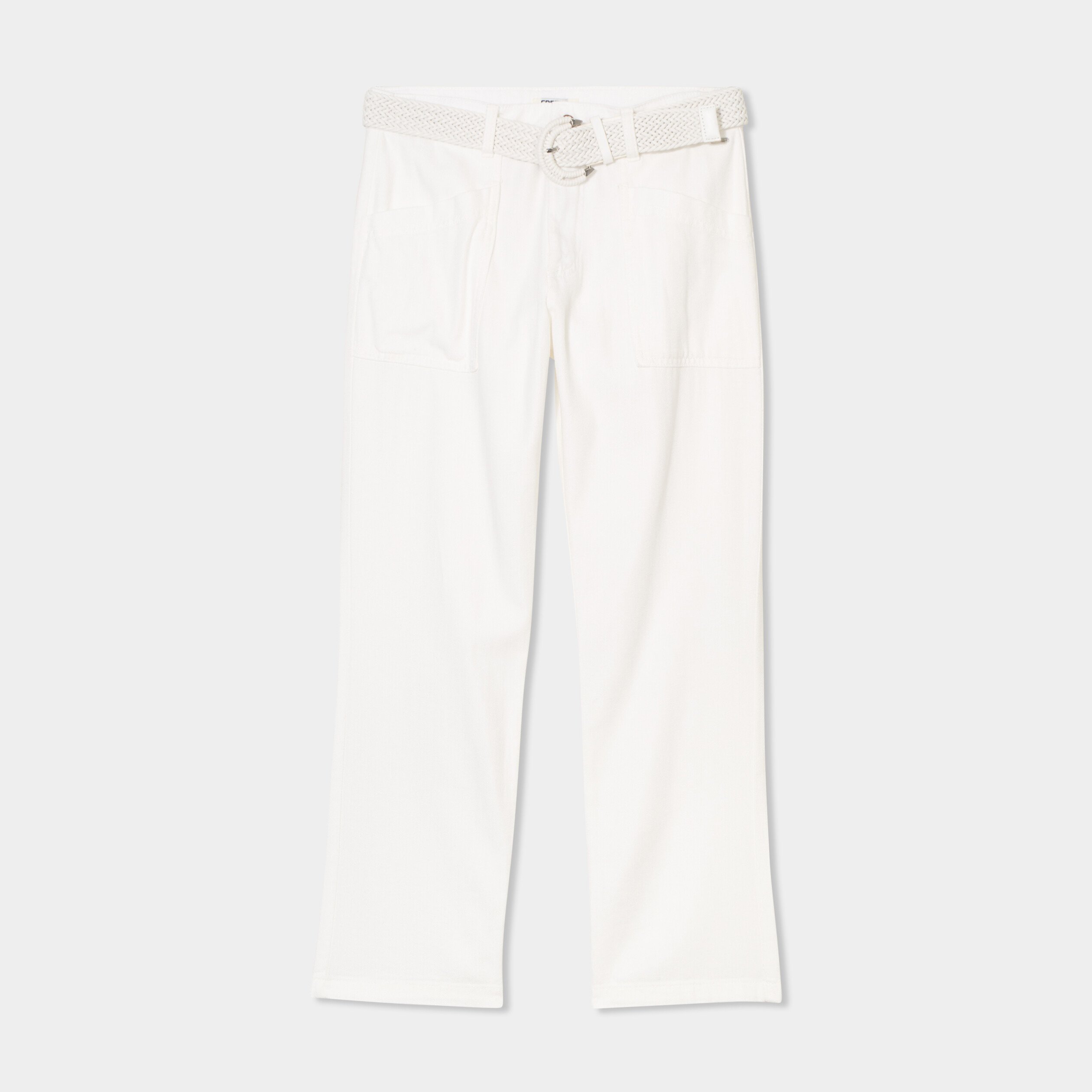 pantalon regular fluide ceinture blanc femme Pantalon regular fluide ceinture blanc femme