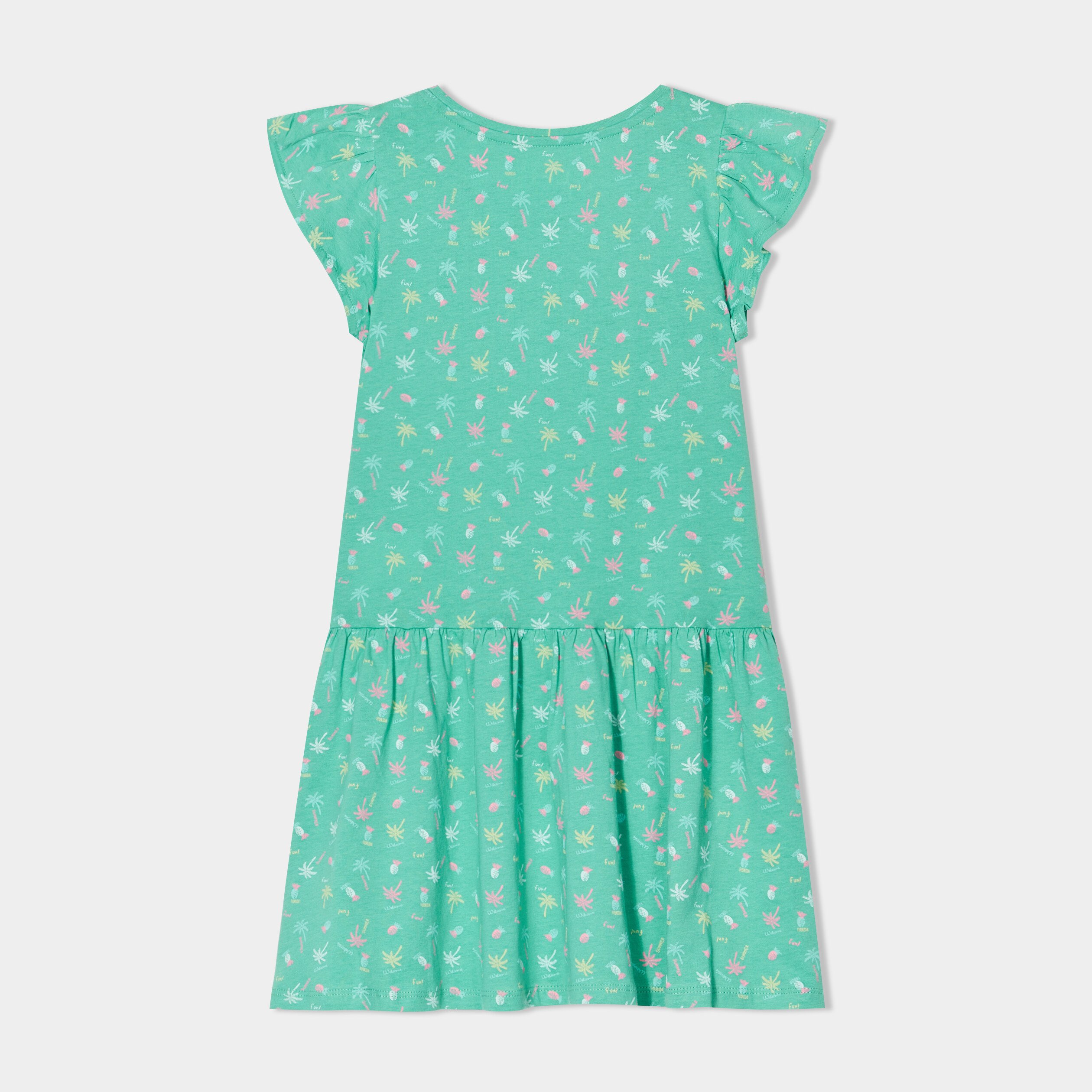 Robe courte evasee a volants vert menthe fille La Halle