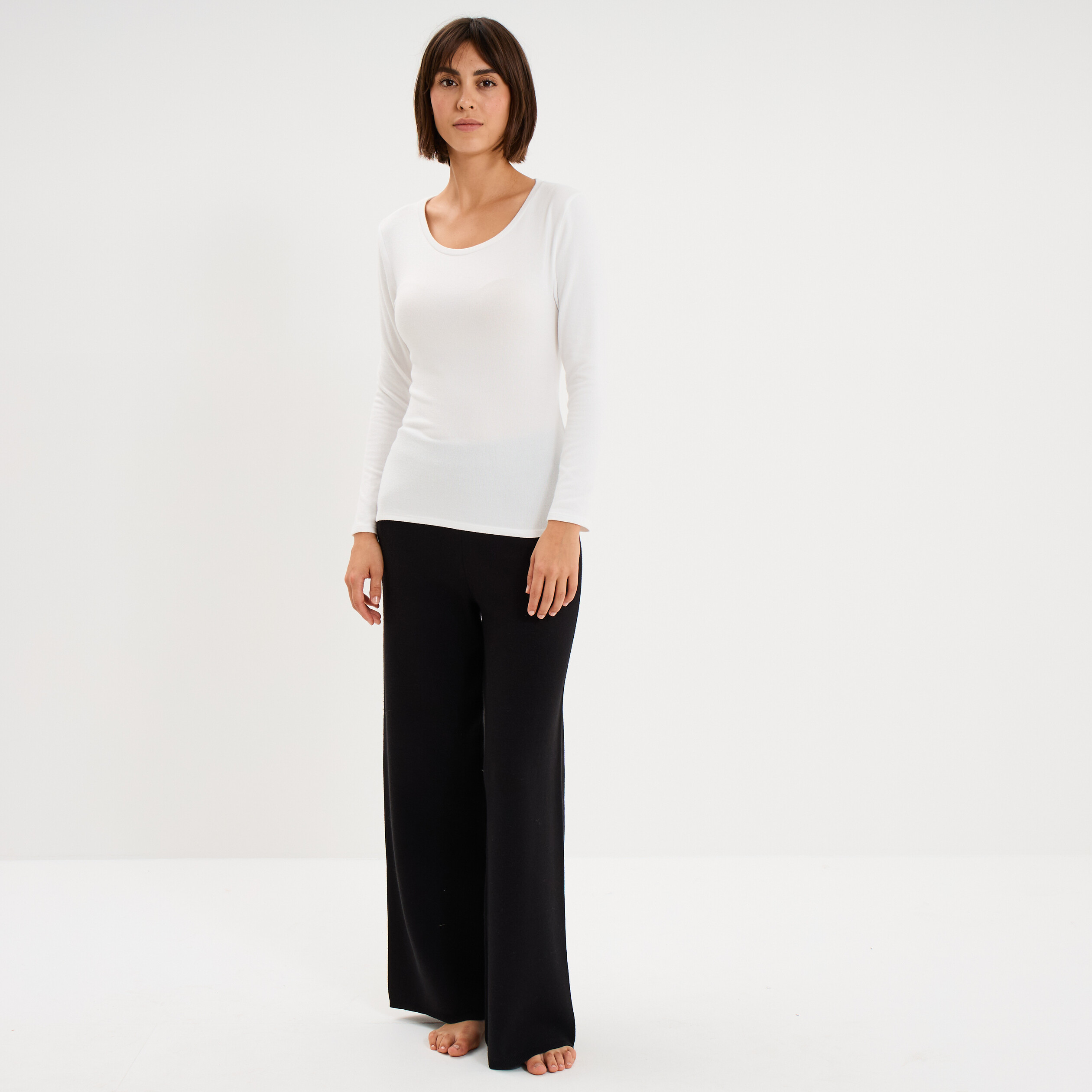 T-shirt thermique manches longues blanc femme