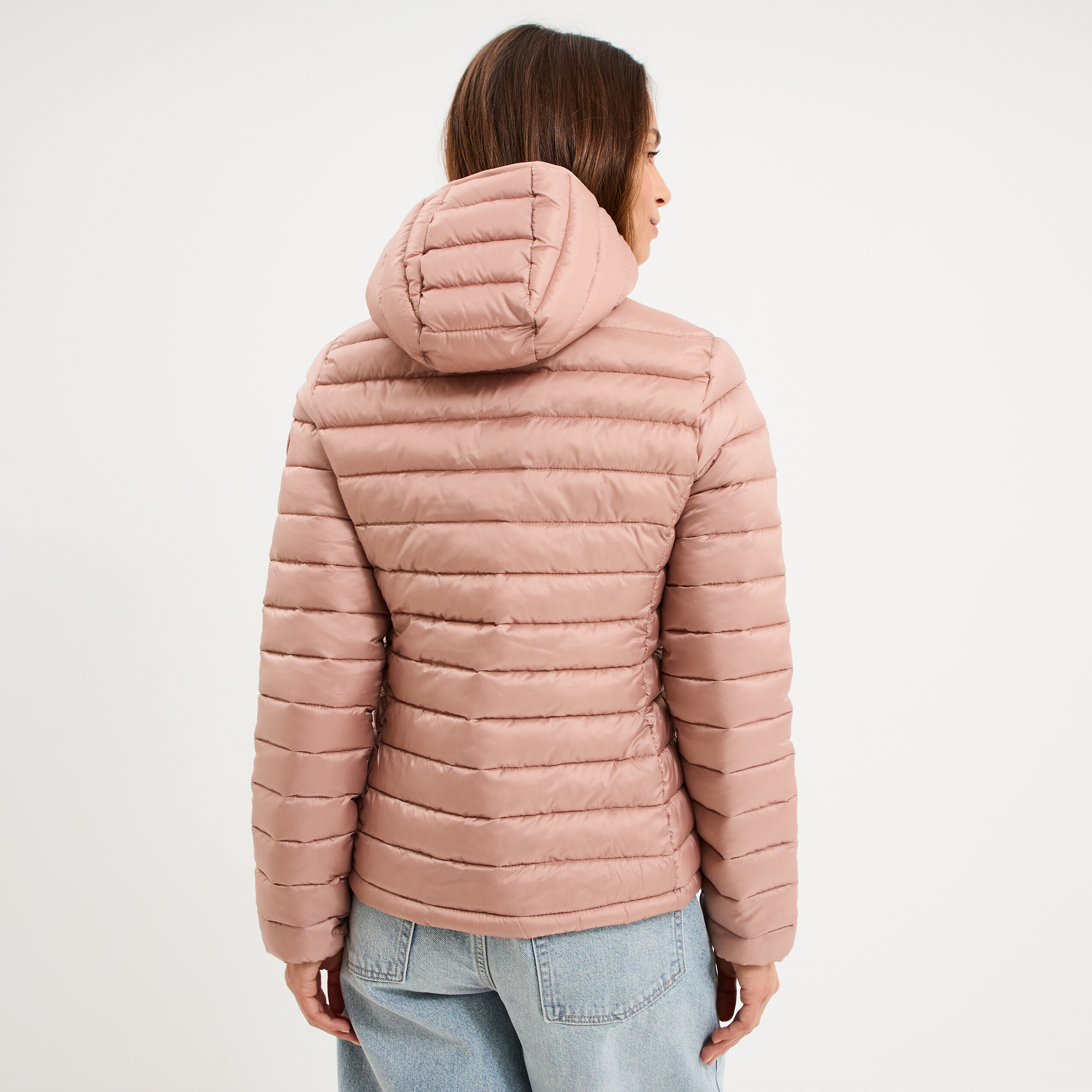 Doudoune l&eacute;g&egrave;re d&eacute;perlante &agrave; capuche vieux rose femme
