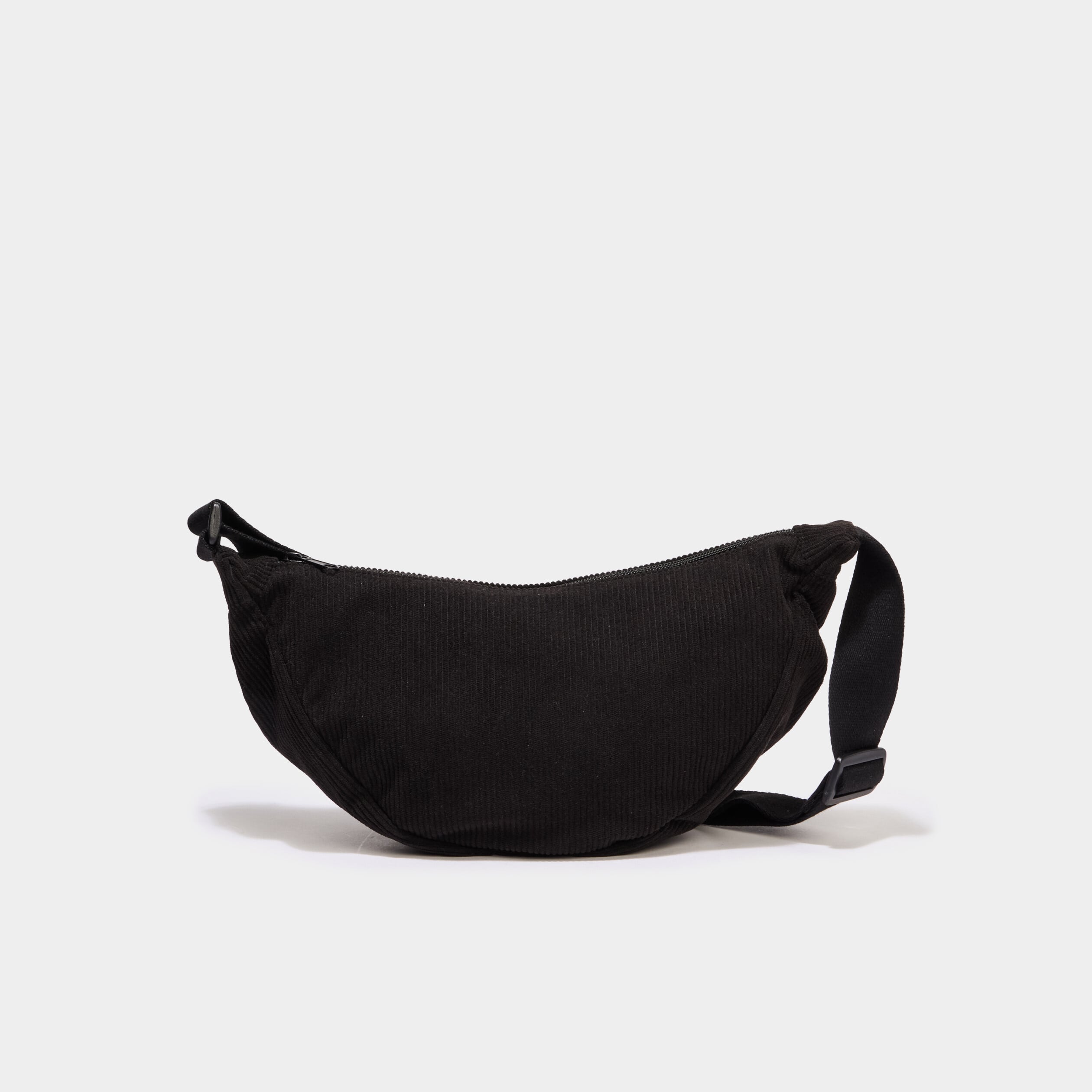 Sac banane effet velours c&ocirc;tel&eacute; noir femme