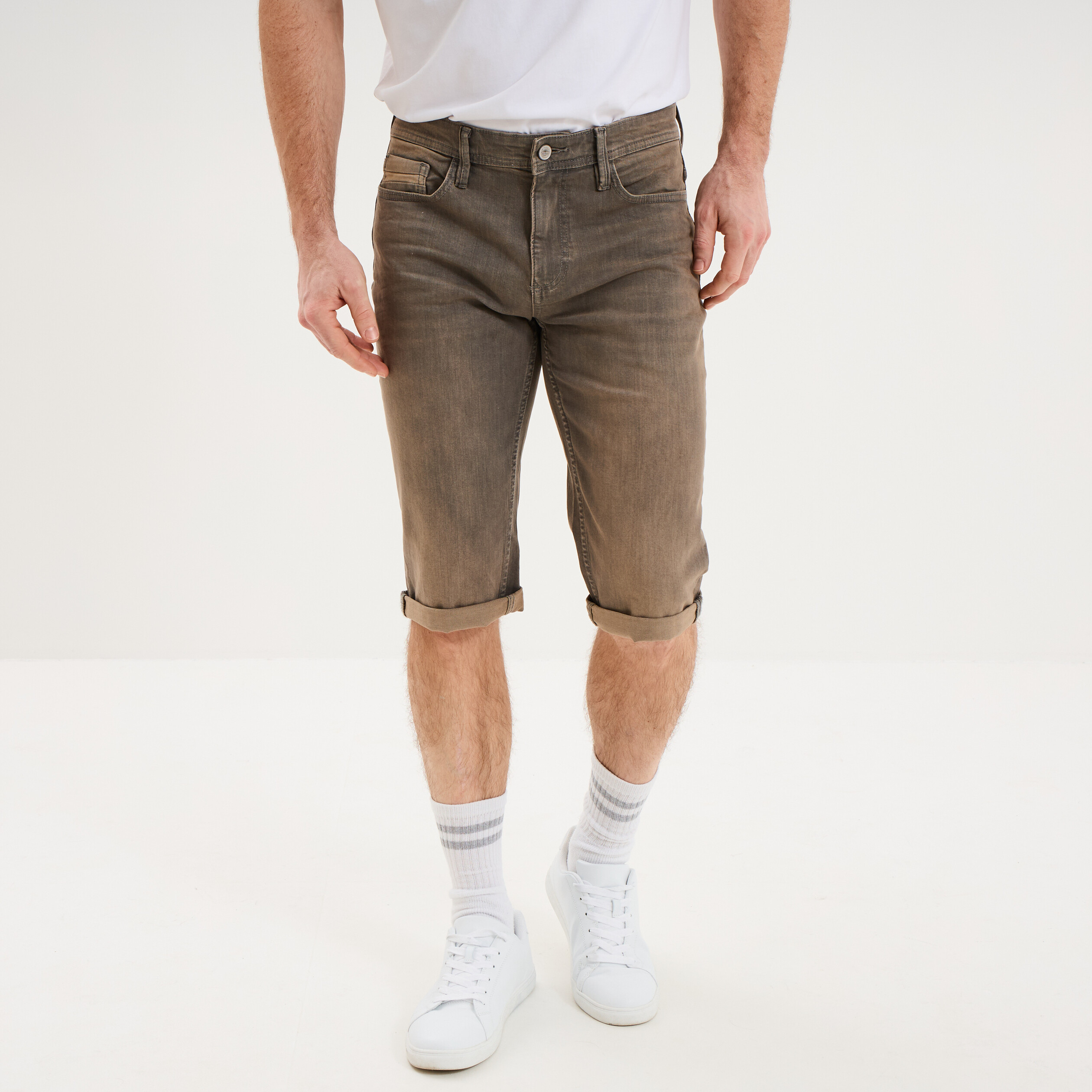 Bermuda short en jean regular denim gris homme