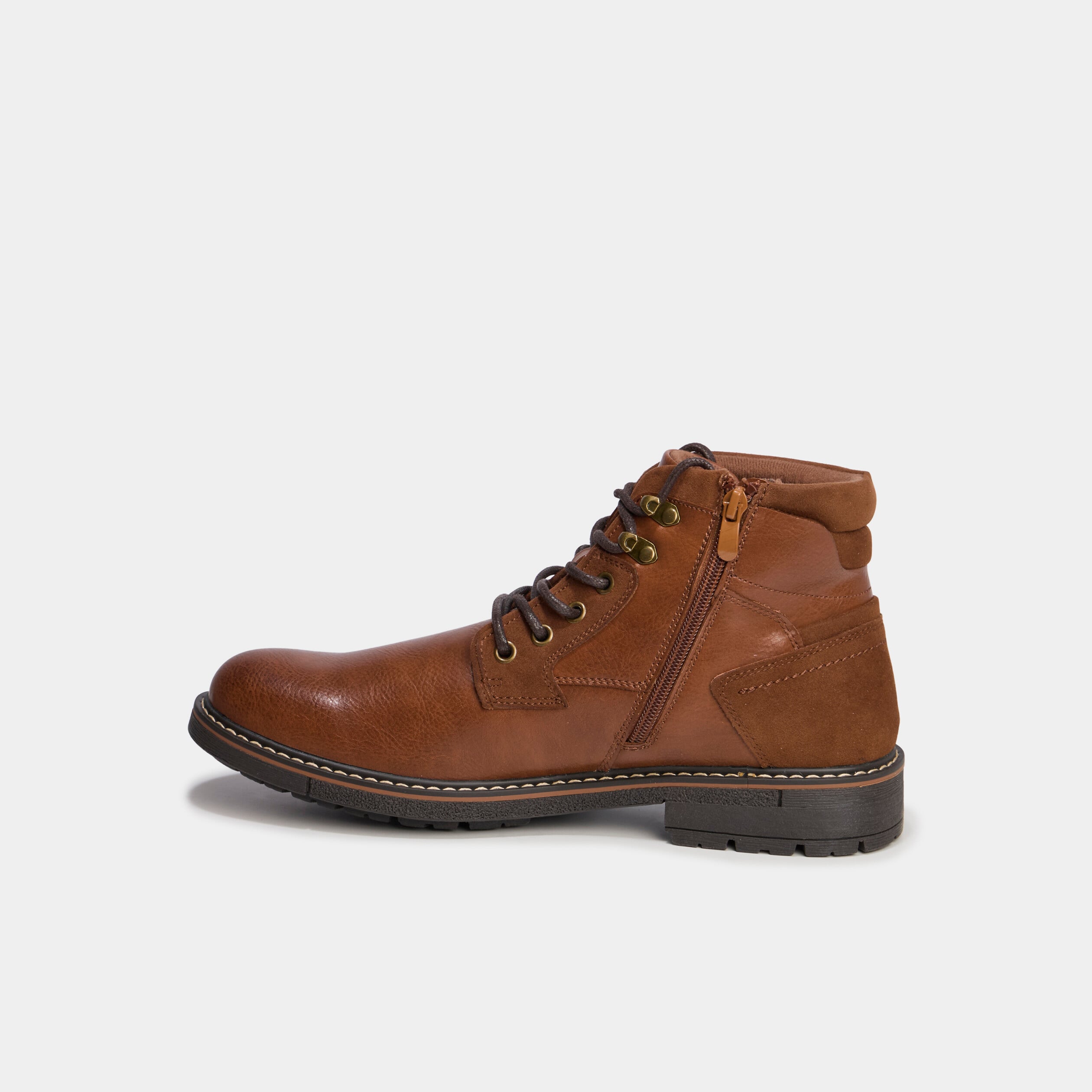 Bottines montantes zipp&eacute;es crant&eacute;es marron homme