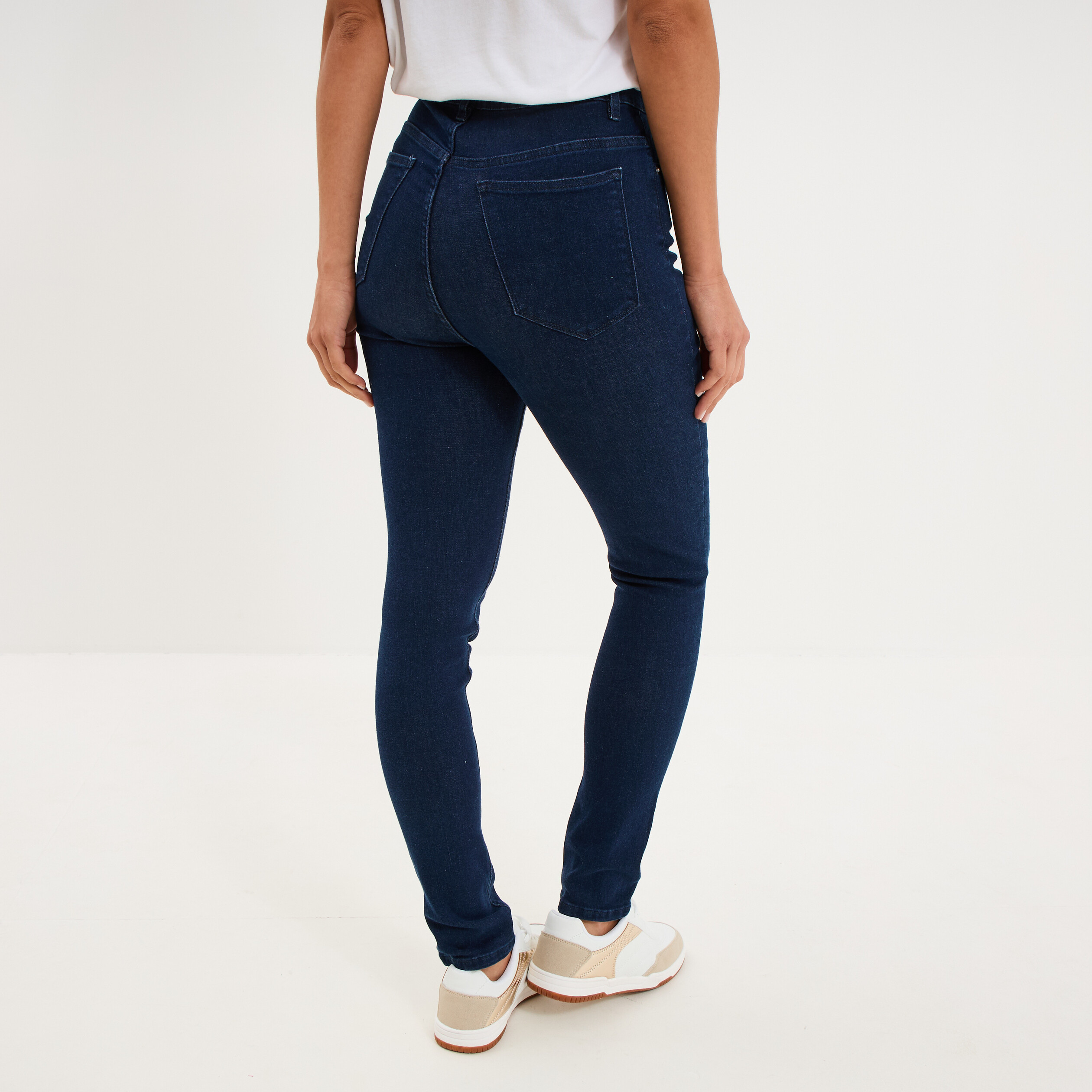 Jeans skinny taille haute denim brut femme